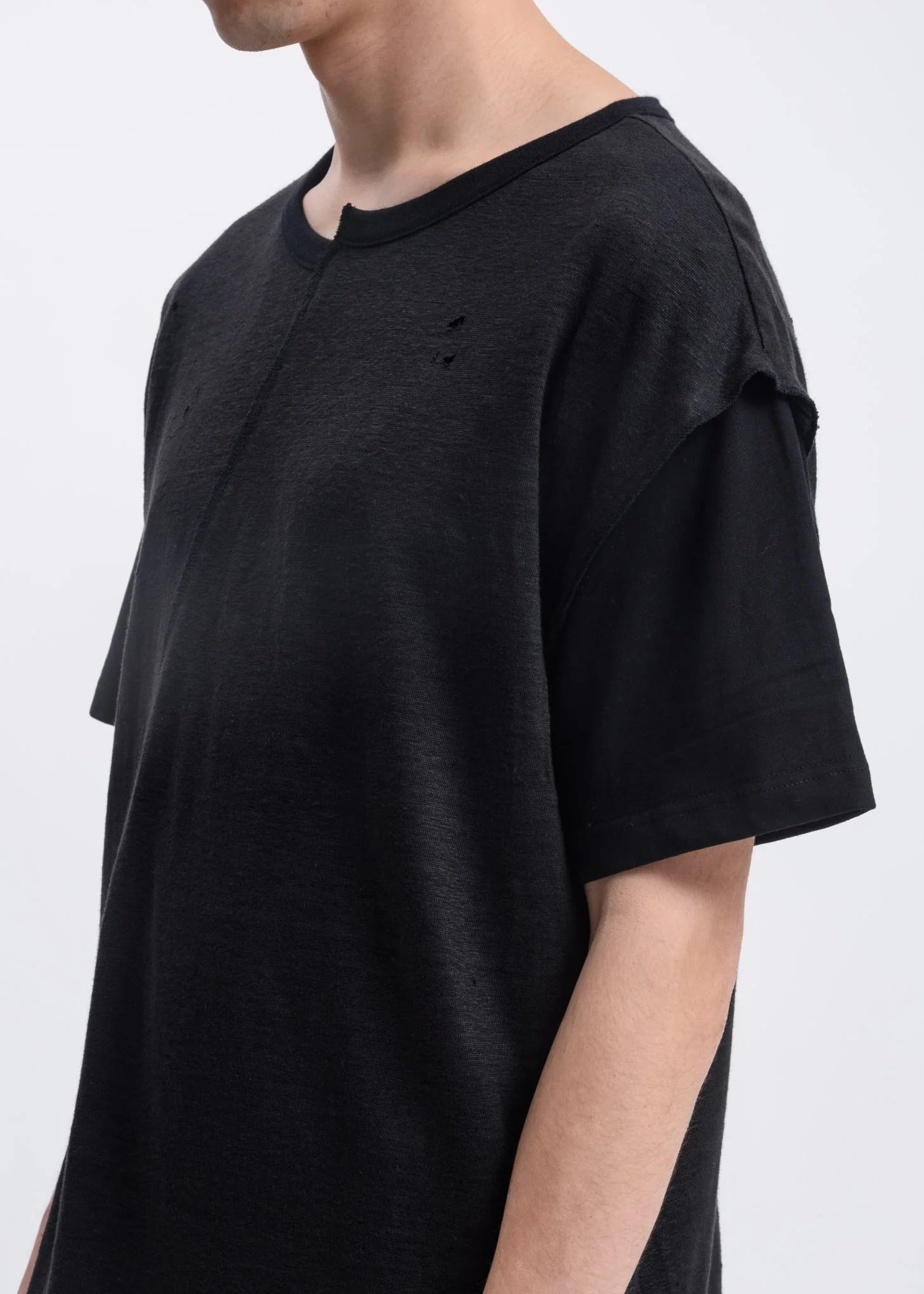 Black Split Distressed T-Shirt - Image 3