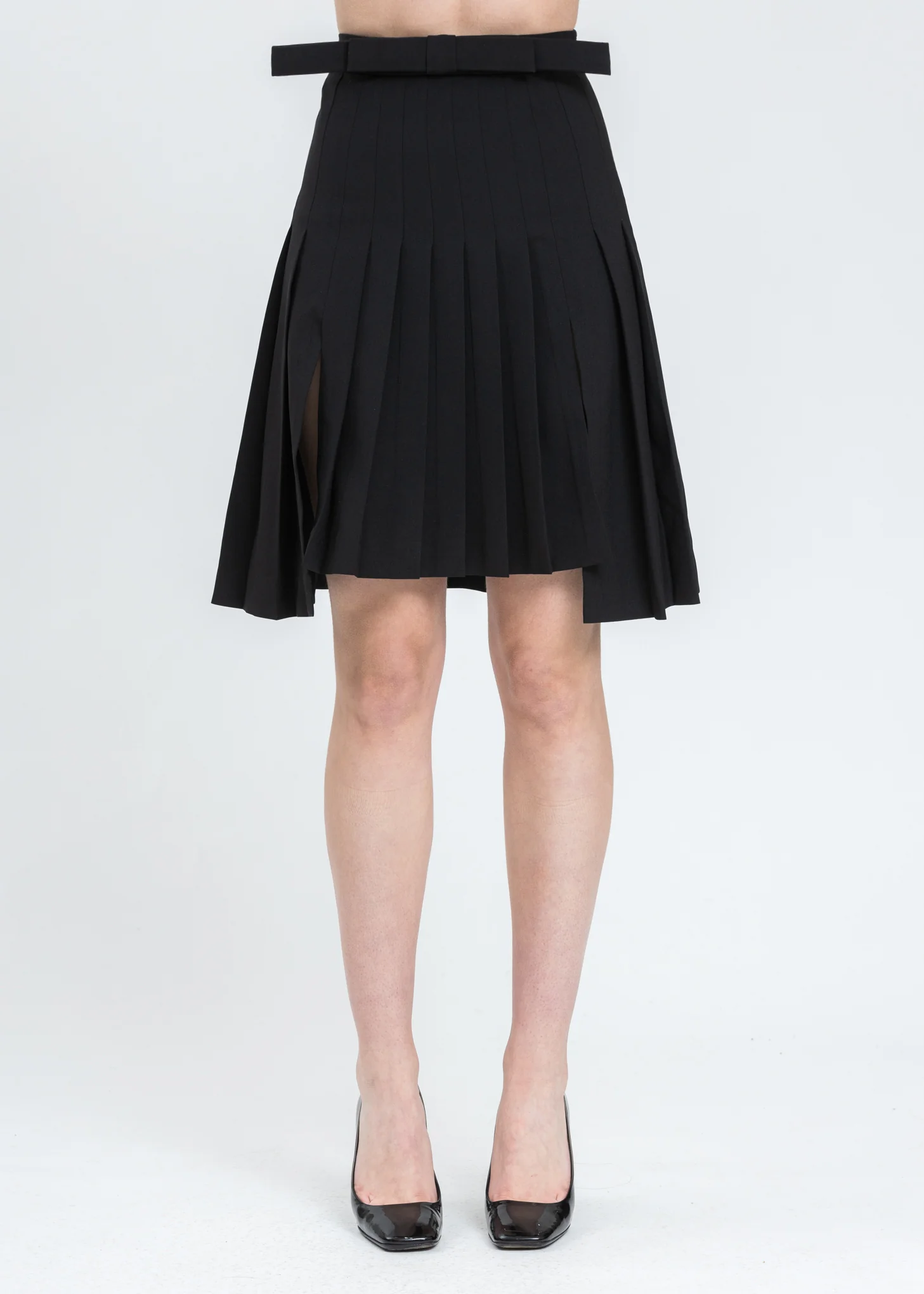 Black Split Pleat Skirt