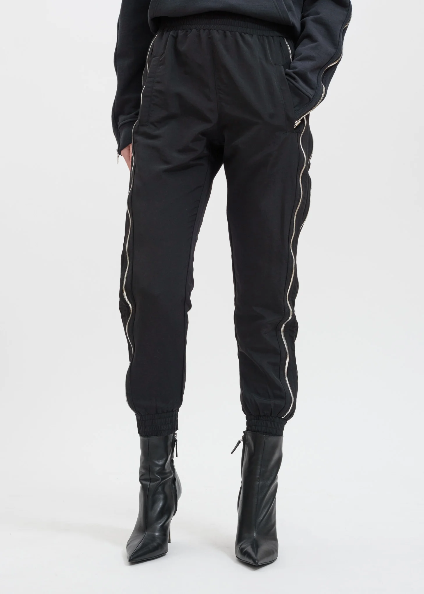 Black Sporte Double Zip Track Pant