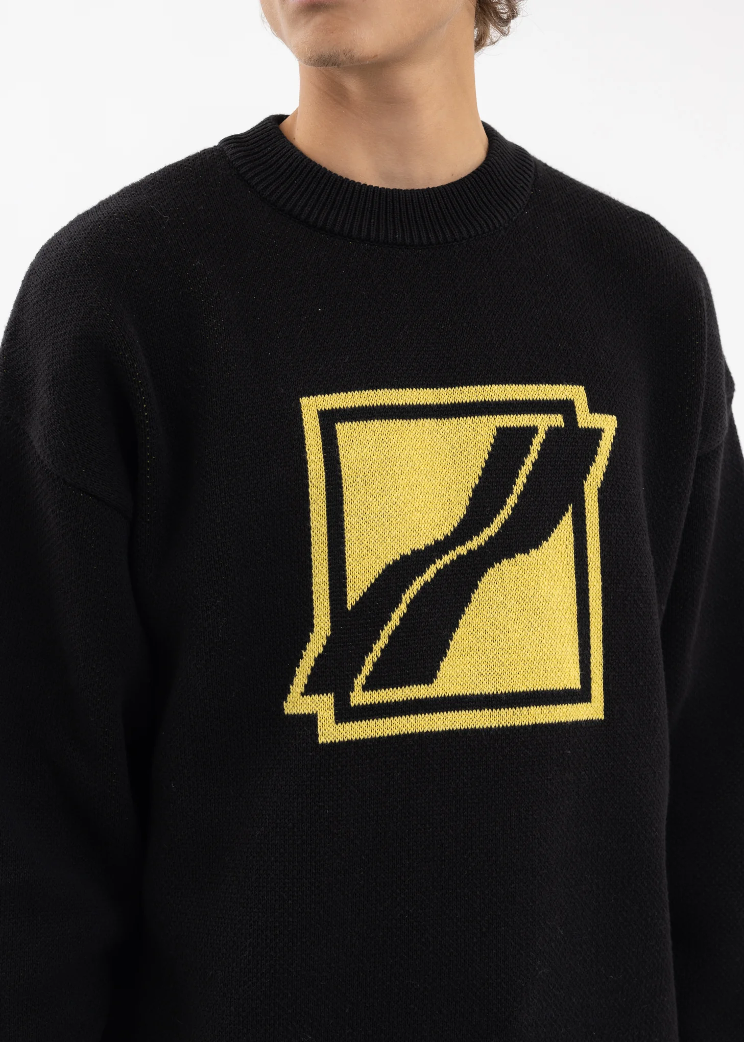 BLACK SQUARE LOGO JACQUARD KNIT PULLOVER - Image 2
