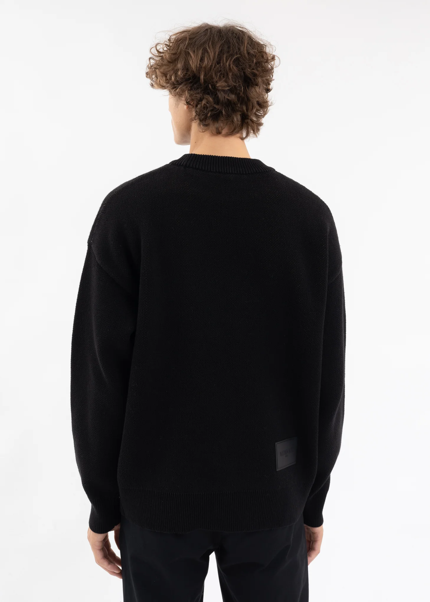 BLACK SQUARE LOGO JACQUARD KNIT PULLOVER - Image 3