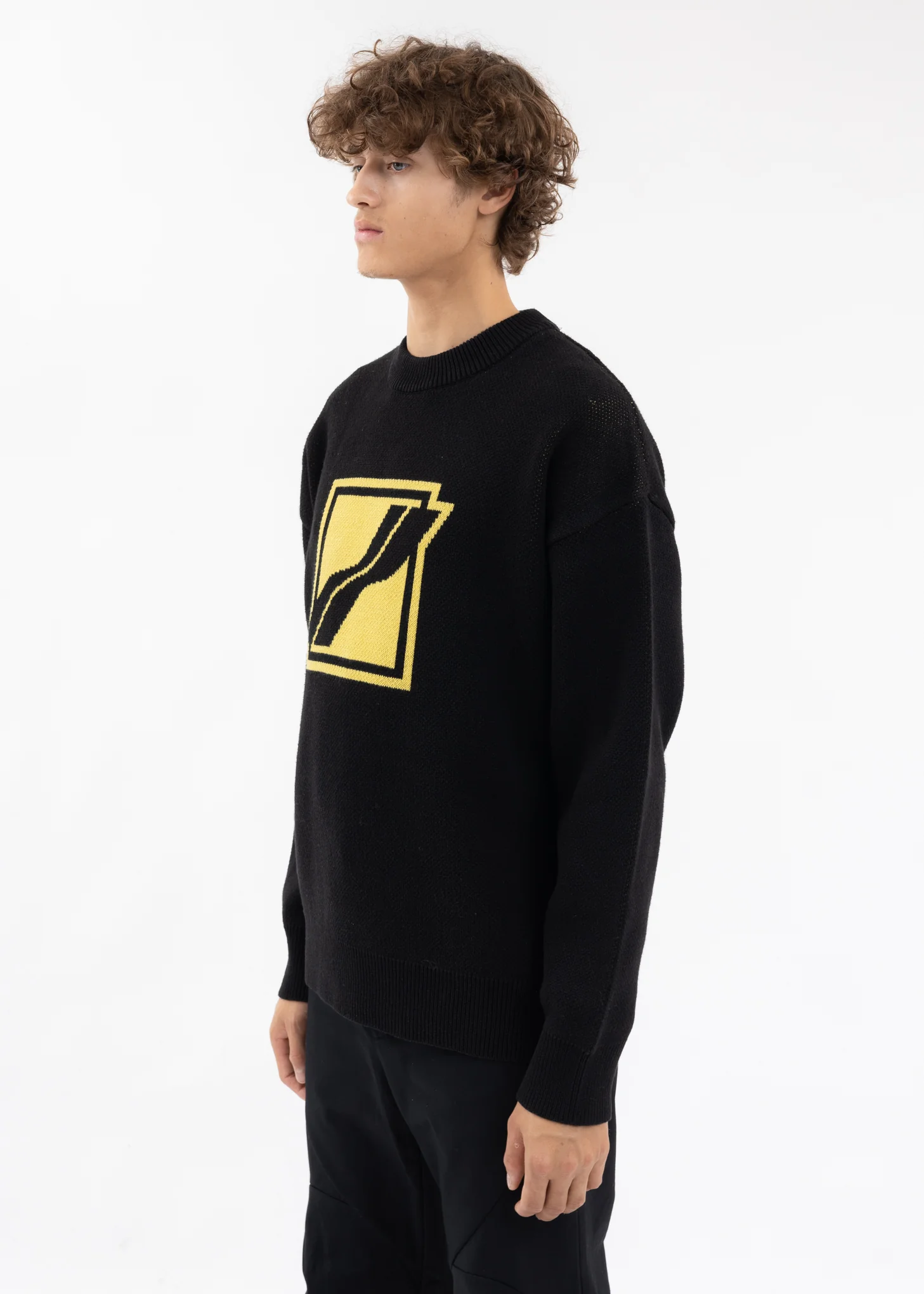 BLACK SQUARE LOGO JACQUARD KNIT PULLOVER - Image 4