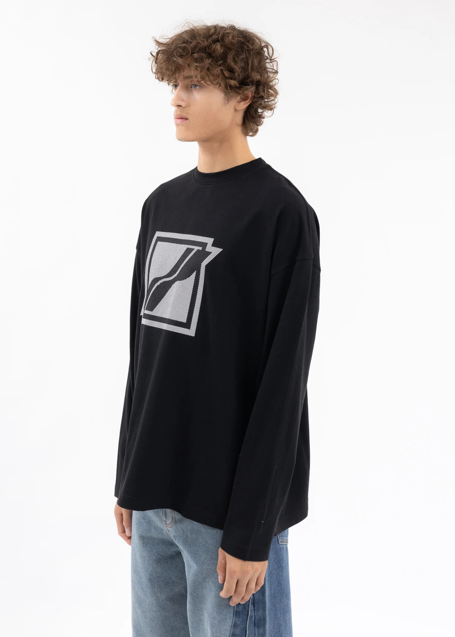 BLACK SQUARE LOGO LONG-SLEEVED T-SHIRT - Image 3