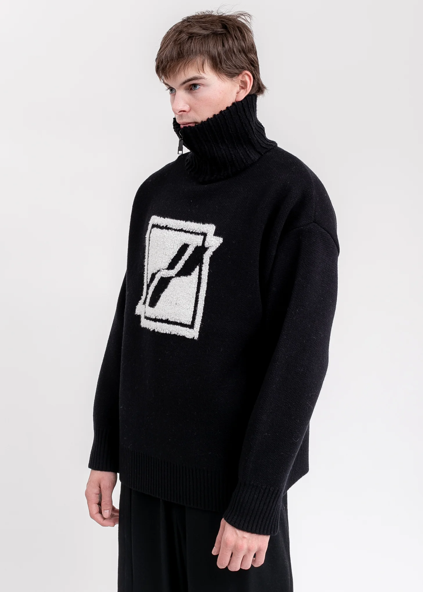 Black Square Logo Pile Knit Jumper - Image 3