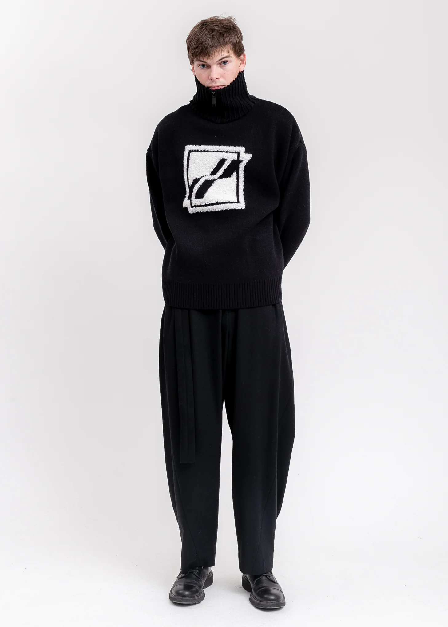 Black Square Logo Pile Knit Jumper - Image 6