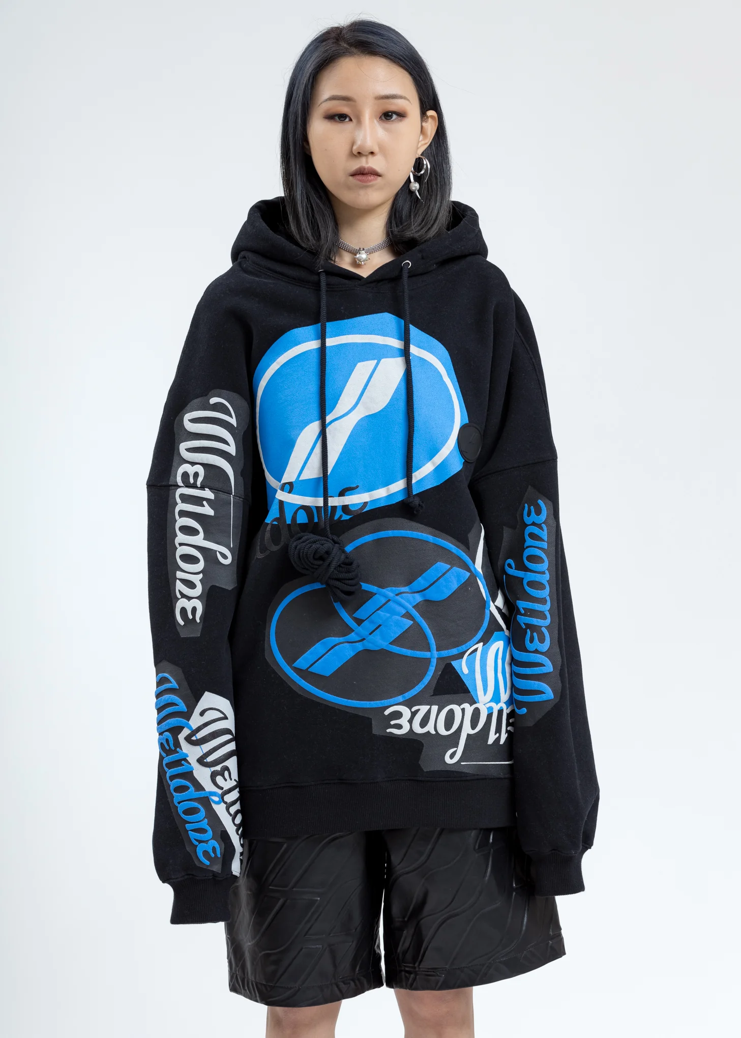 Black Stacked Logo Hoodie