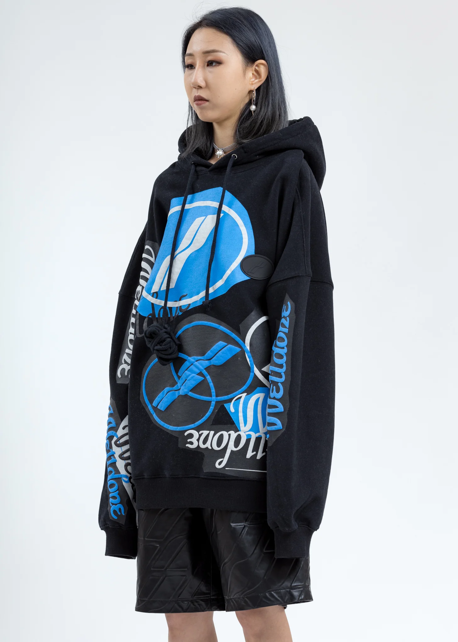 Black Stacked Logo Hoodie - Image 3