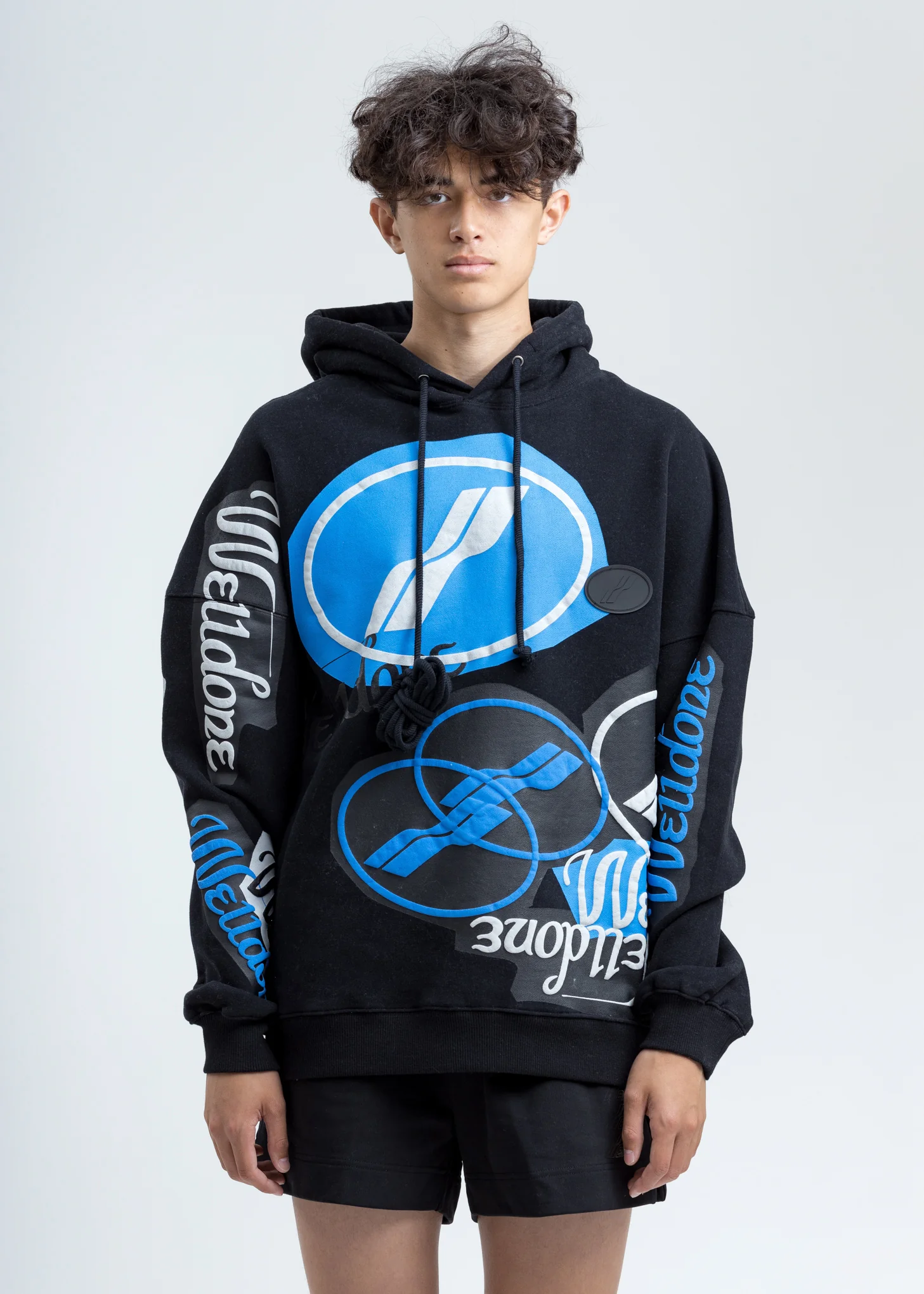Black Stacked Logo Hoodie