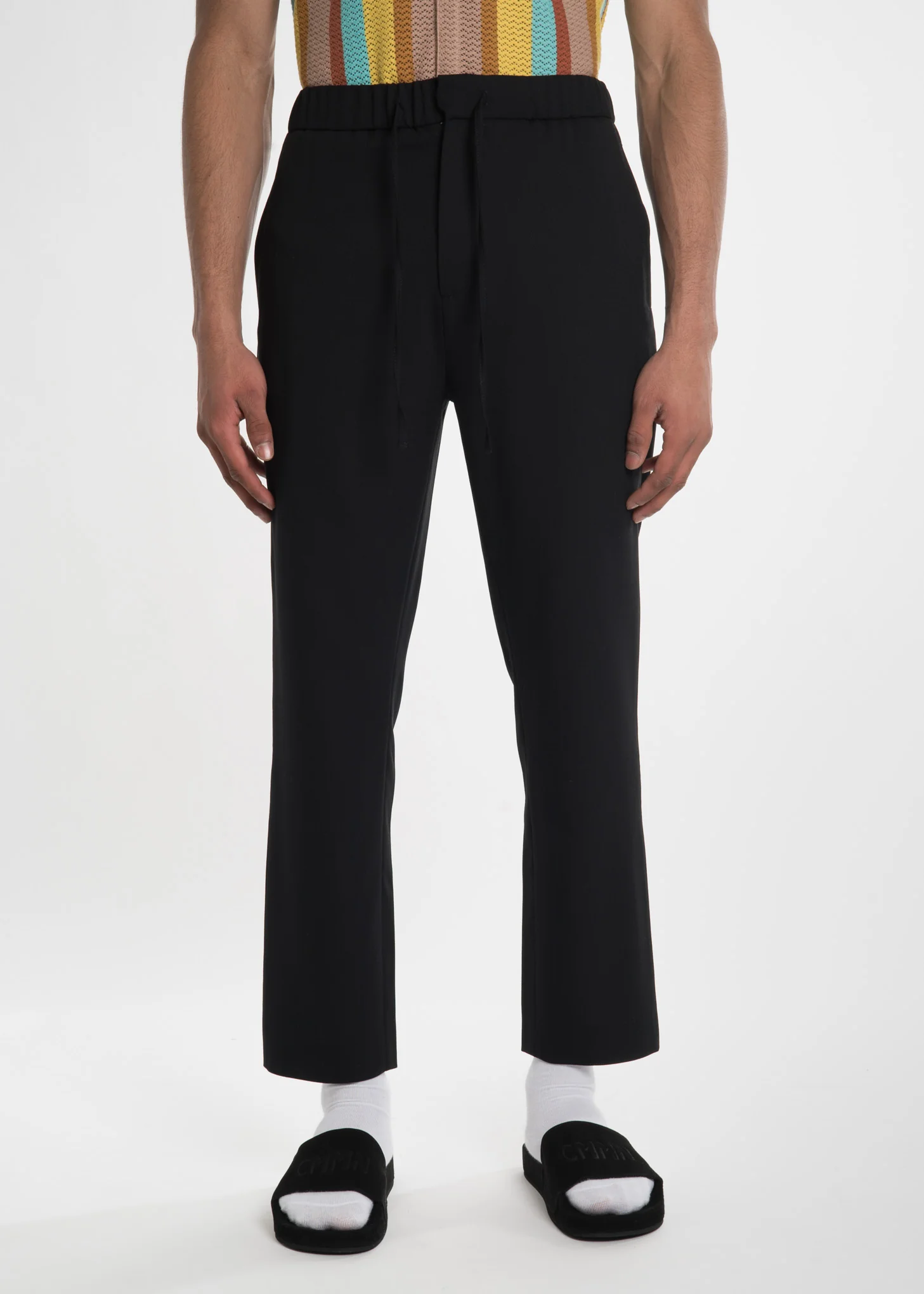 Black Stan Woven Drawstring Trousers