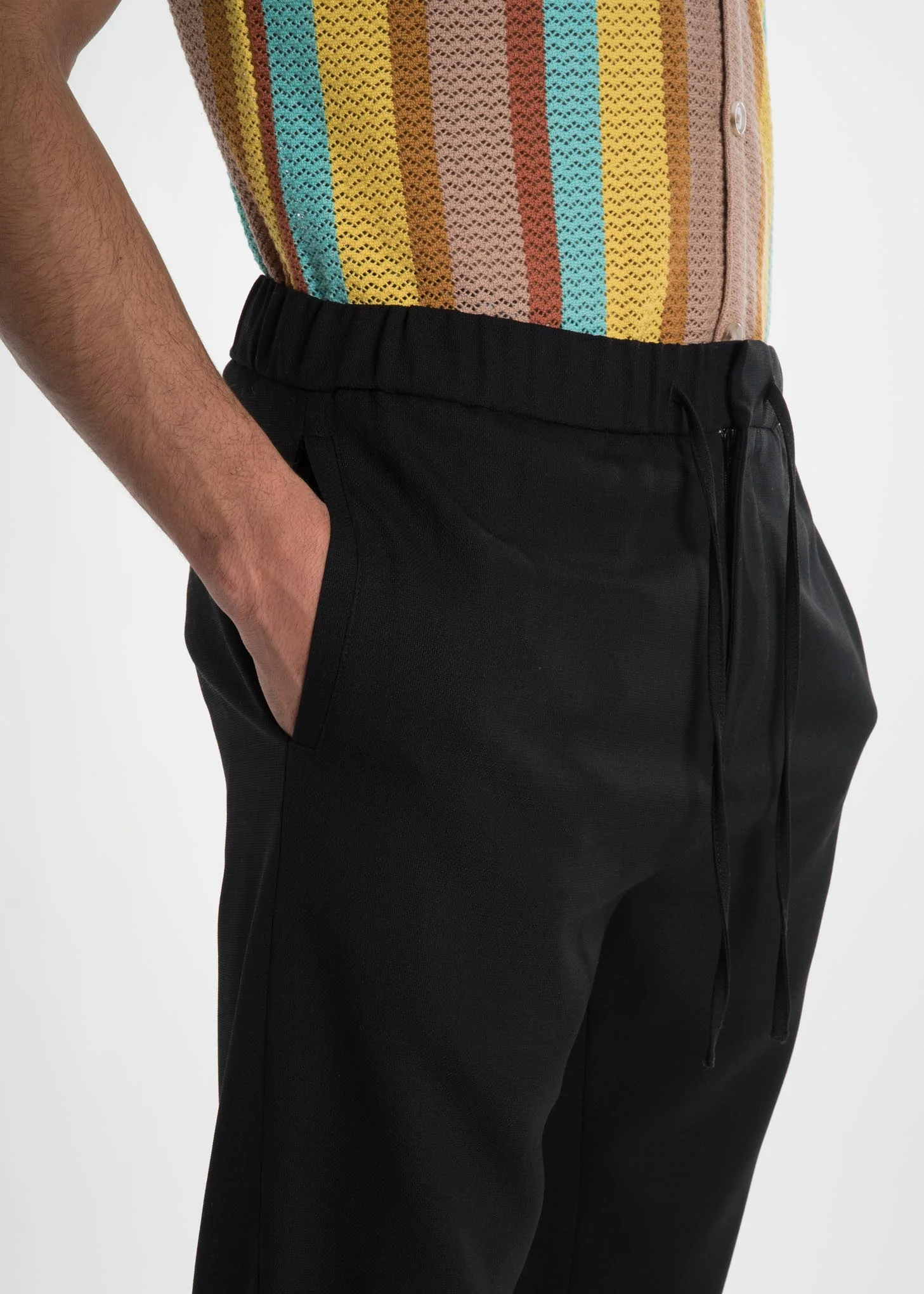 Black Stan Woven Drawstring Trousers - Image 6