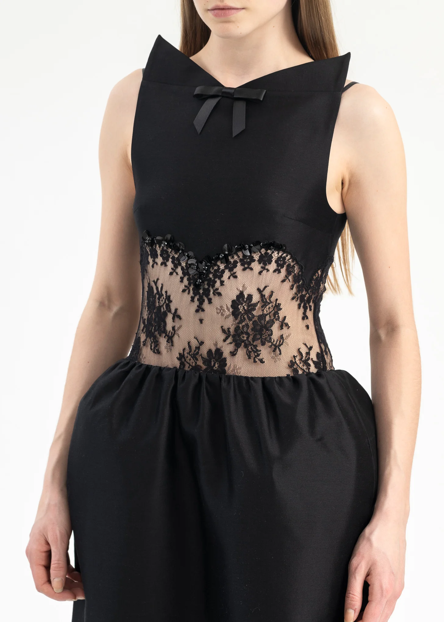 Black Stand Collar Long Gown - Image 4