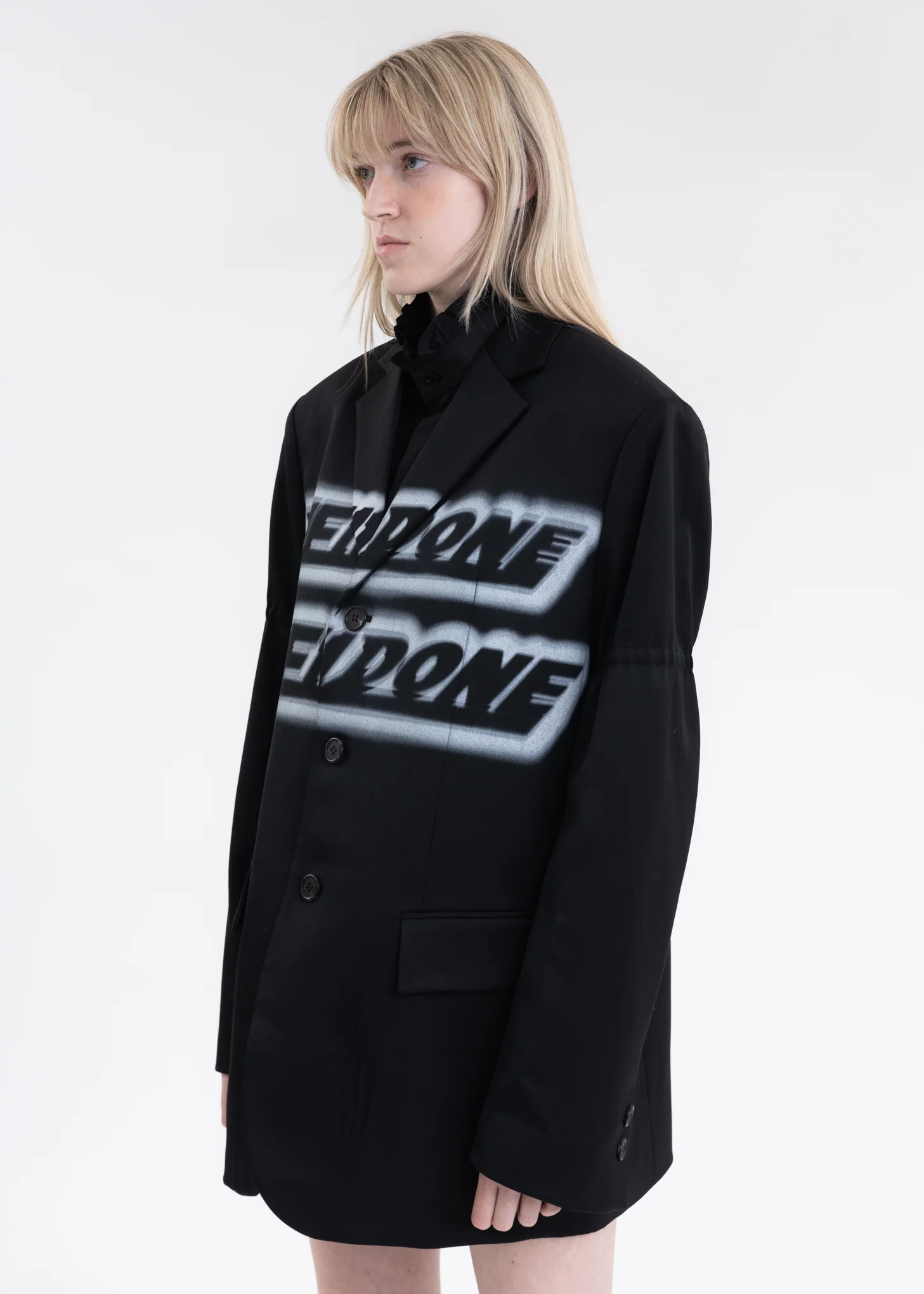 BLACK STANDARD JACKET WITH LOGO PRINT - Image 3