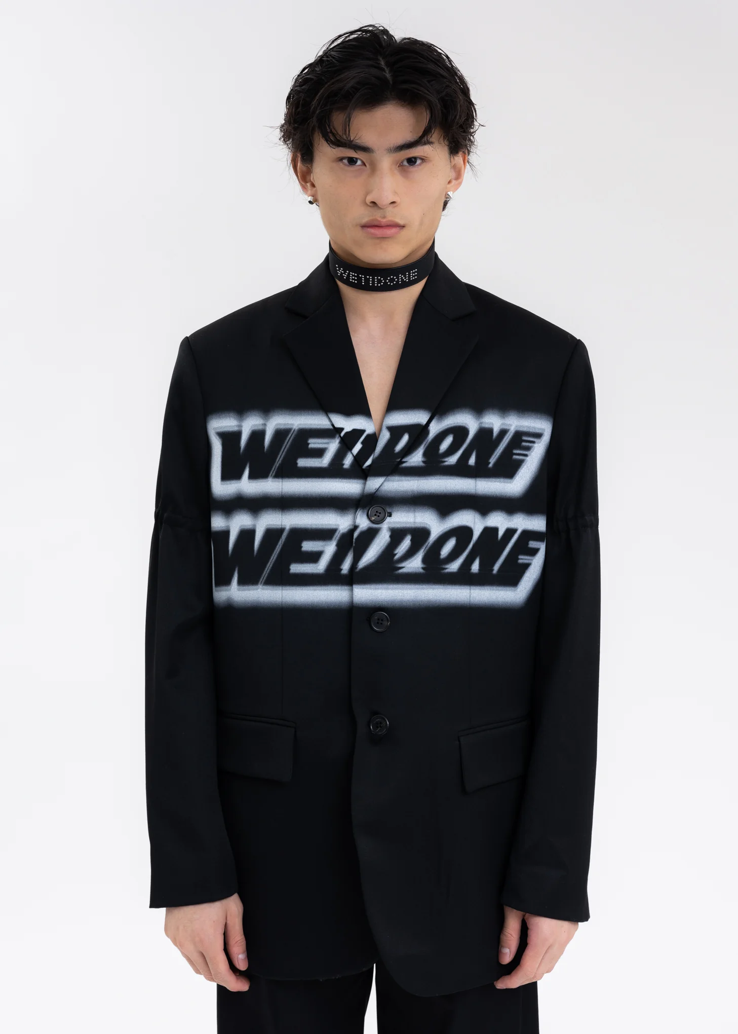 BLACK STANDARD JACKET WITH LOGO PRINT