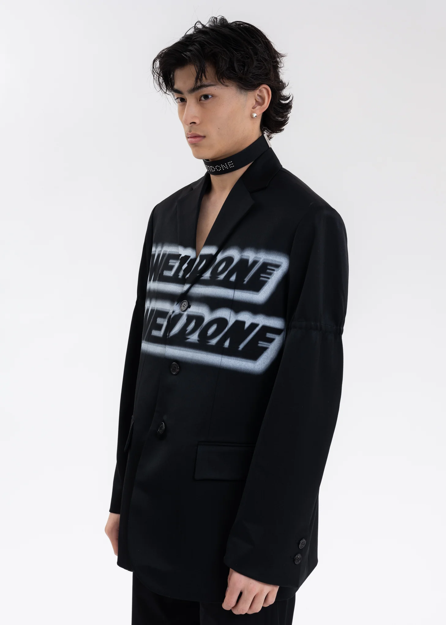 BLACK STANDARD JACKET WITH LOGO PRINT - Image 2