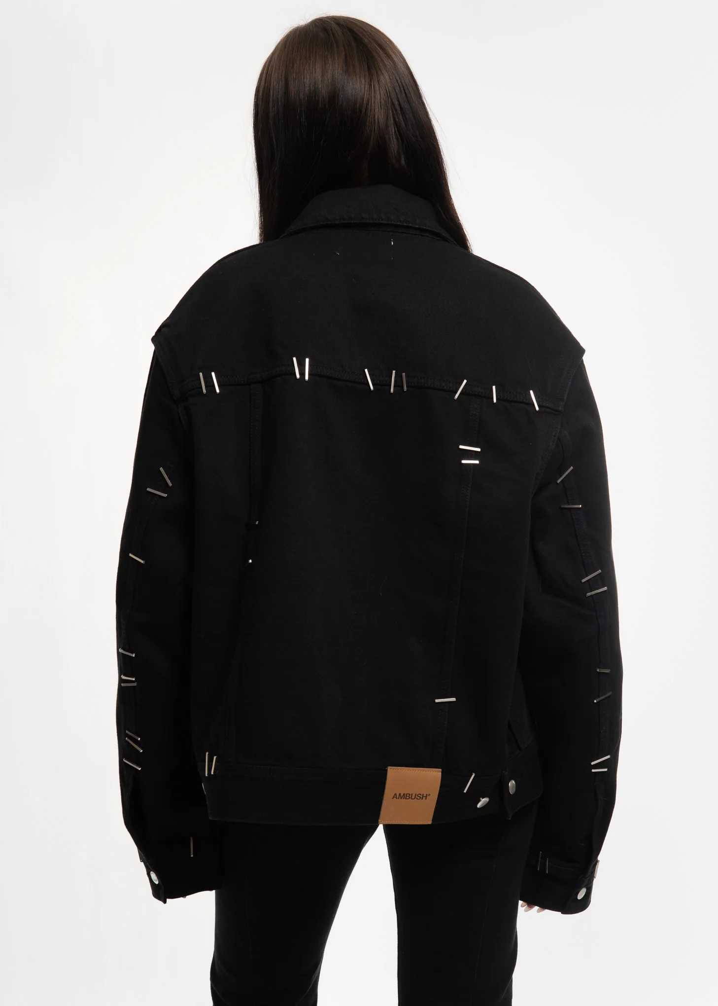 Black Stapled Denim Jacket - Image 3