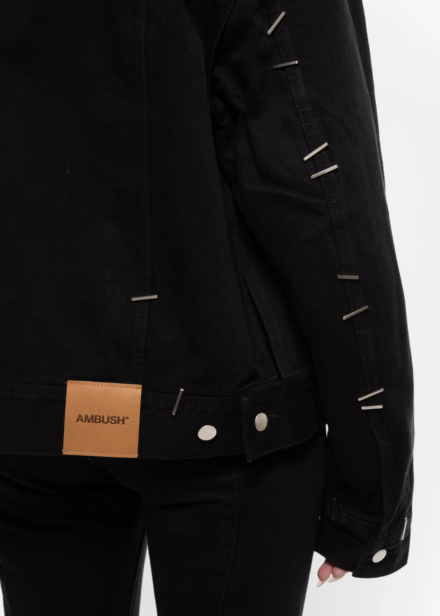 Black Stapled Denim Jacket - Image 4
