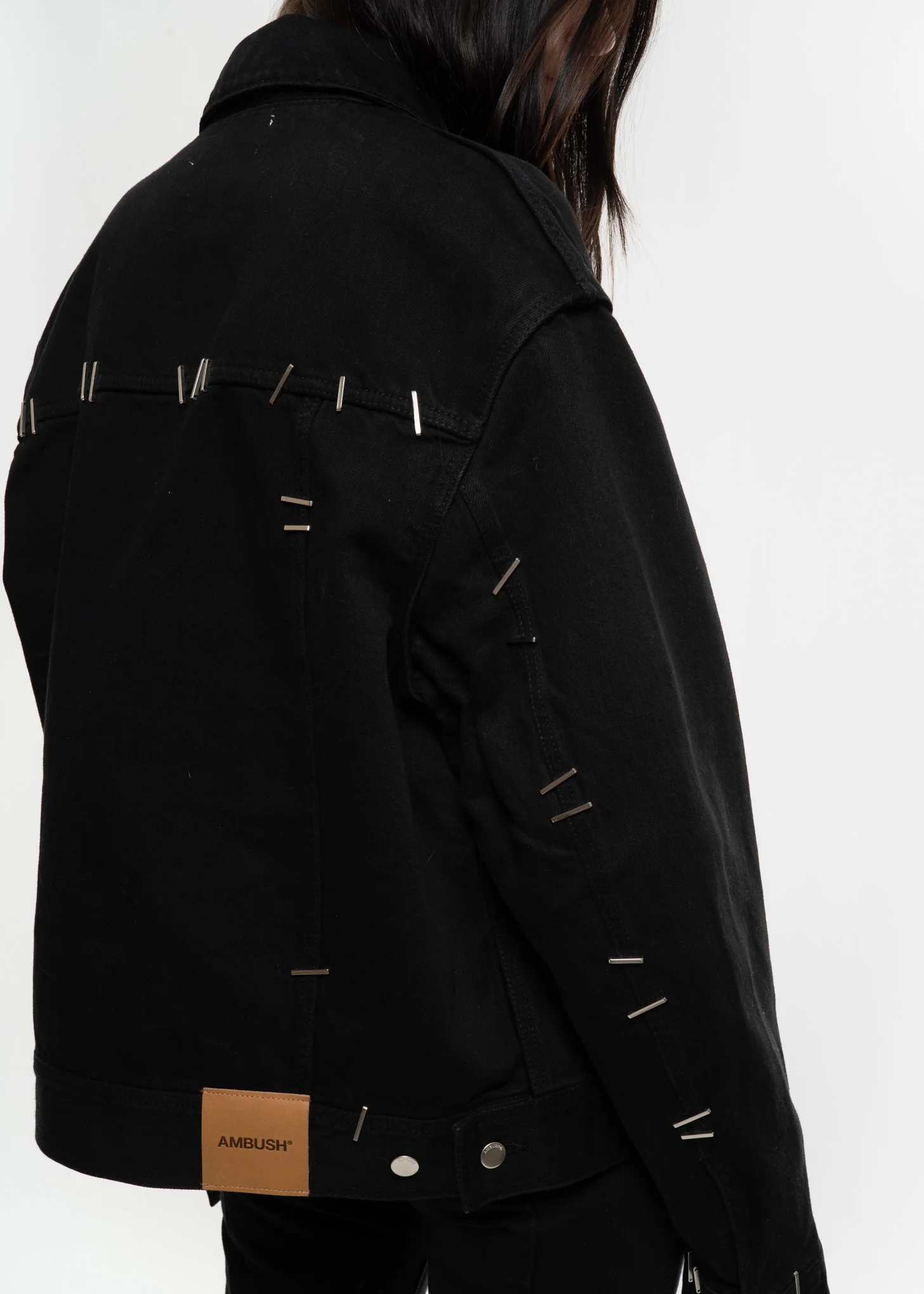 Black Stapled Denim Jacket - Image 5