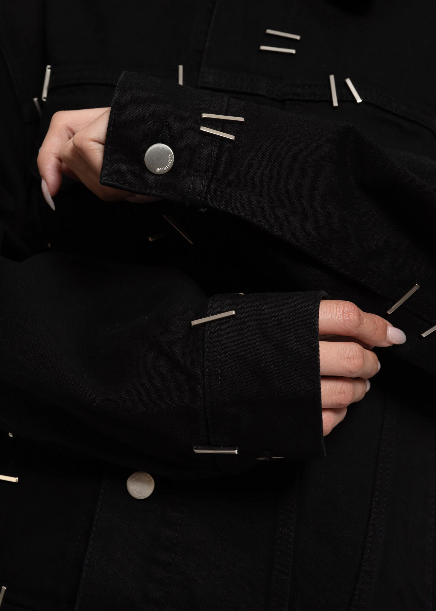 Black Stapled Denim Jacket - Image 6