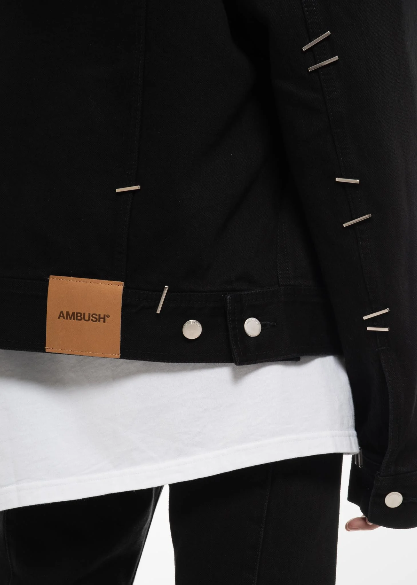 Black Stapled Denim Jacket - Image 5