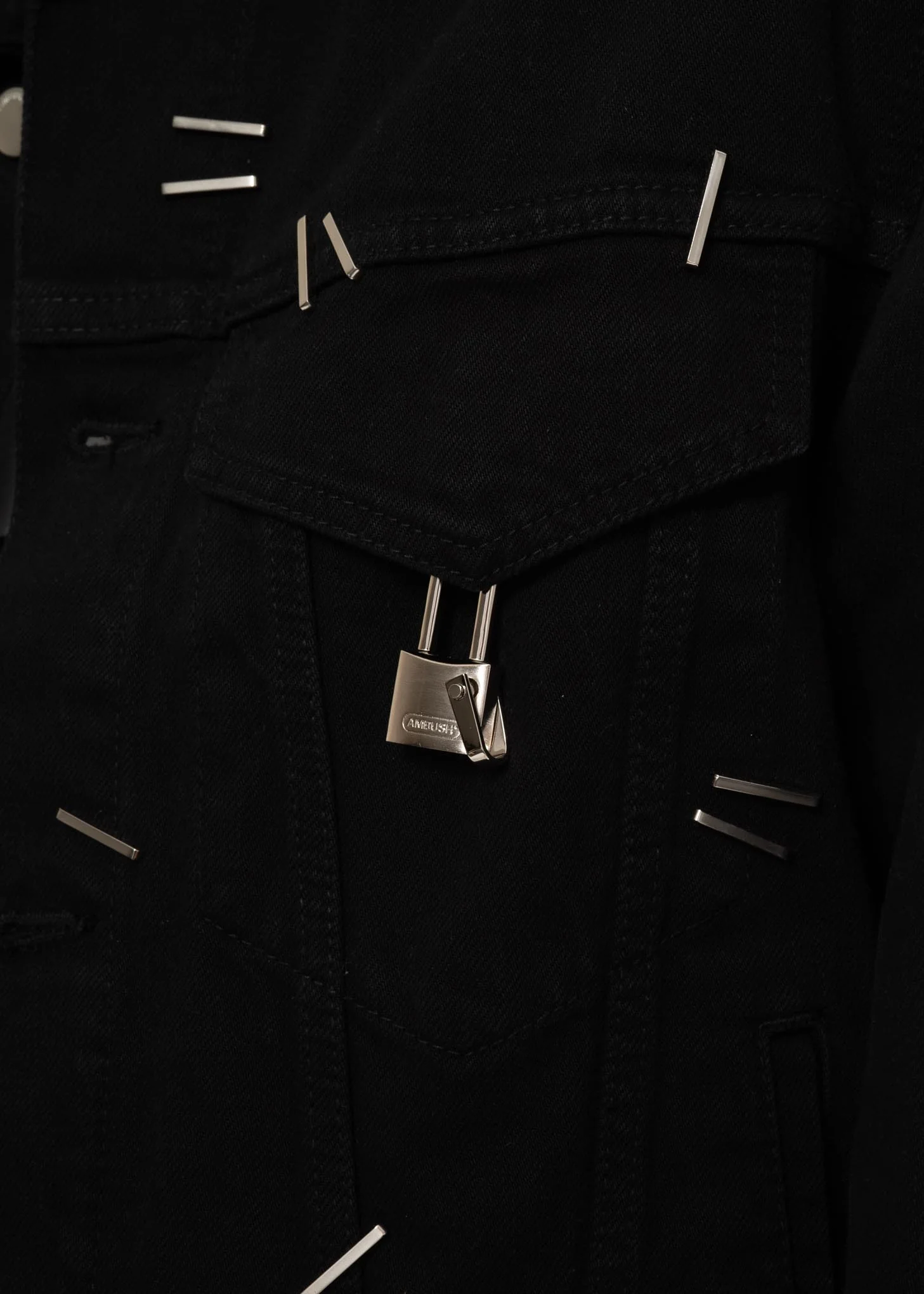 Black Stapled Denim Jacket - Image 6