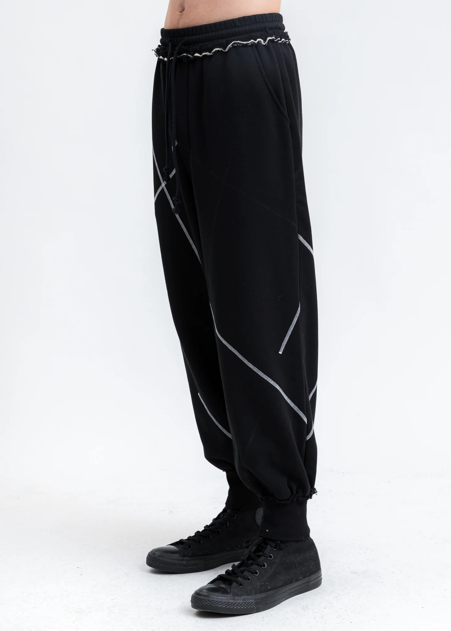 Black Stitch Detail Lounge Pants