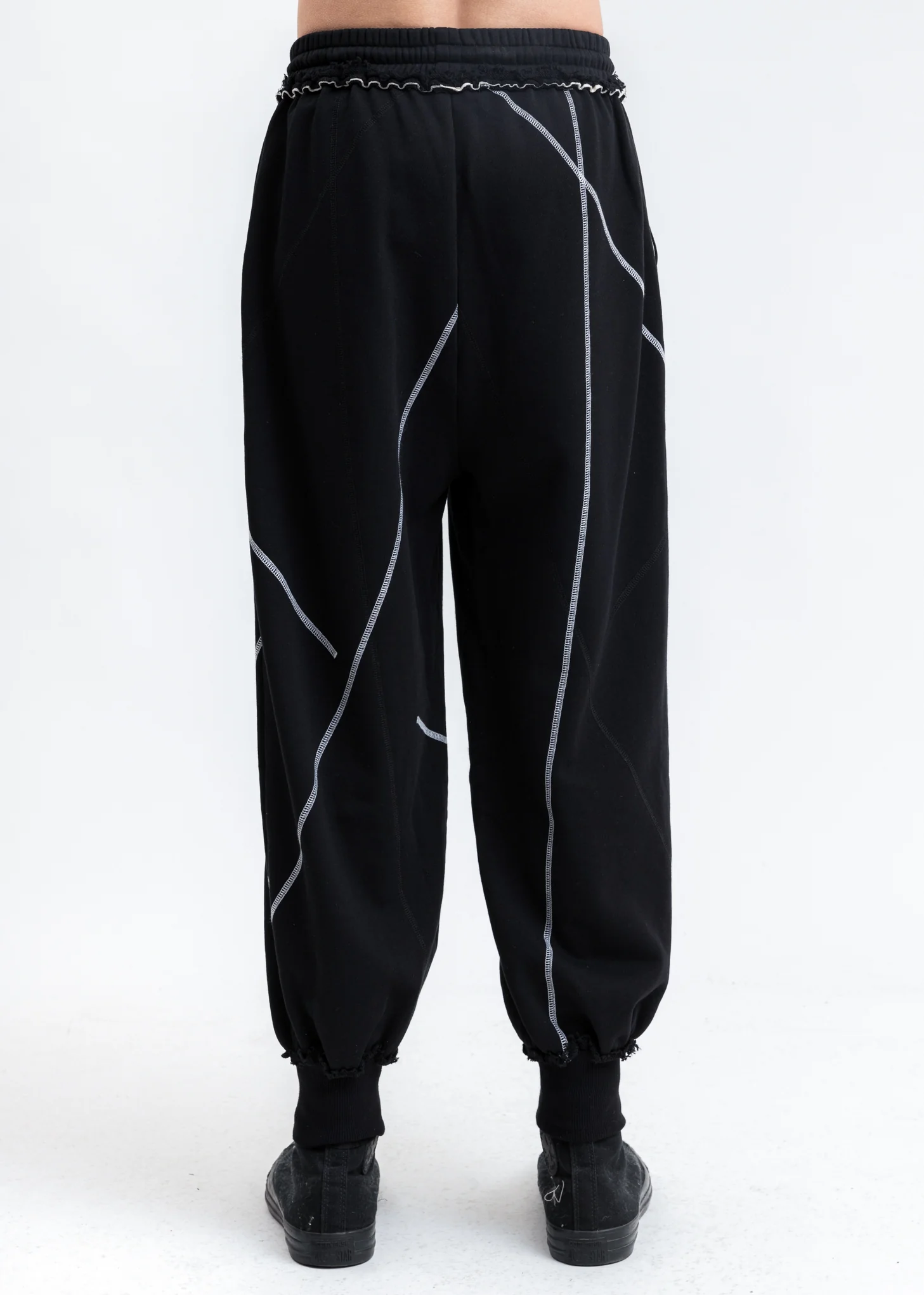 Black Stitch Detail Lounge Pants - Image 2