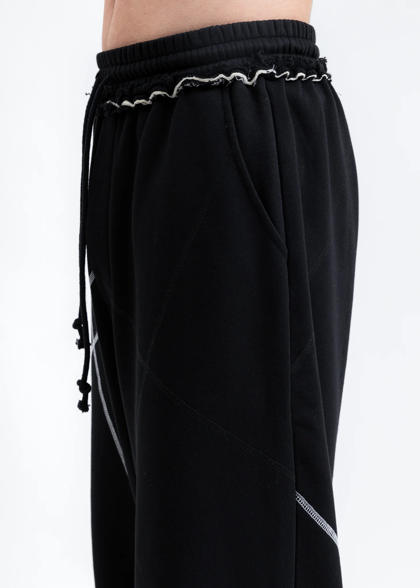 Black Stitch Detail Lounge Pants - Image 4