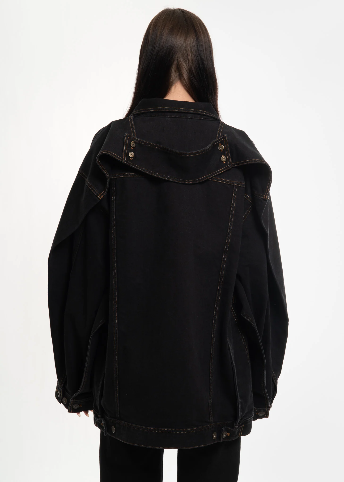 Black Stonewash Layered Denim Jacket - Image 4