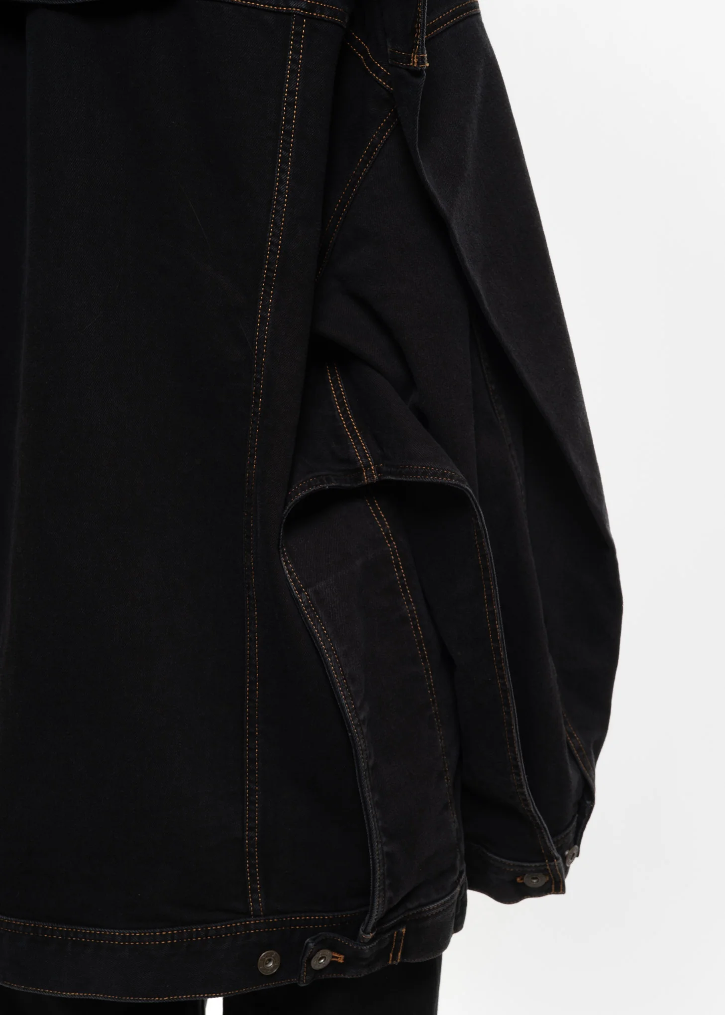 Black Stonewash Layered Denim Jacket - Image 7