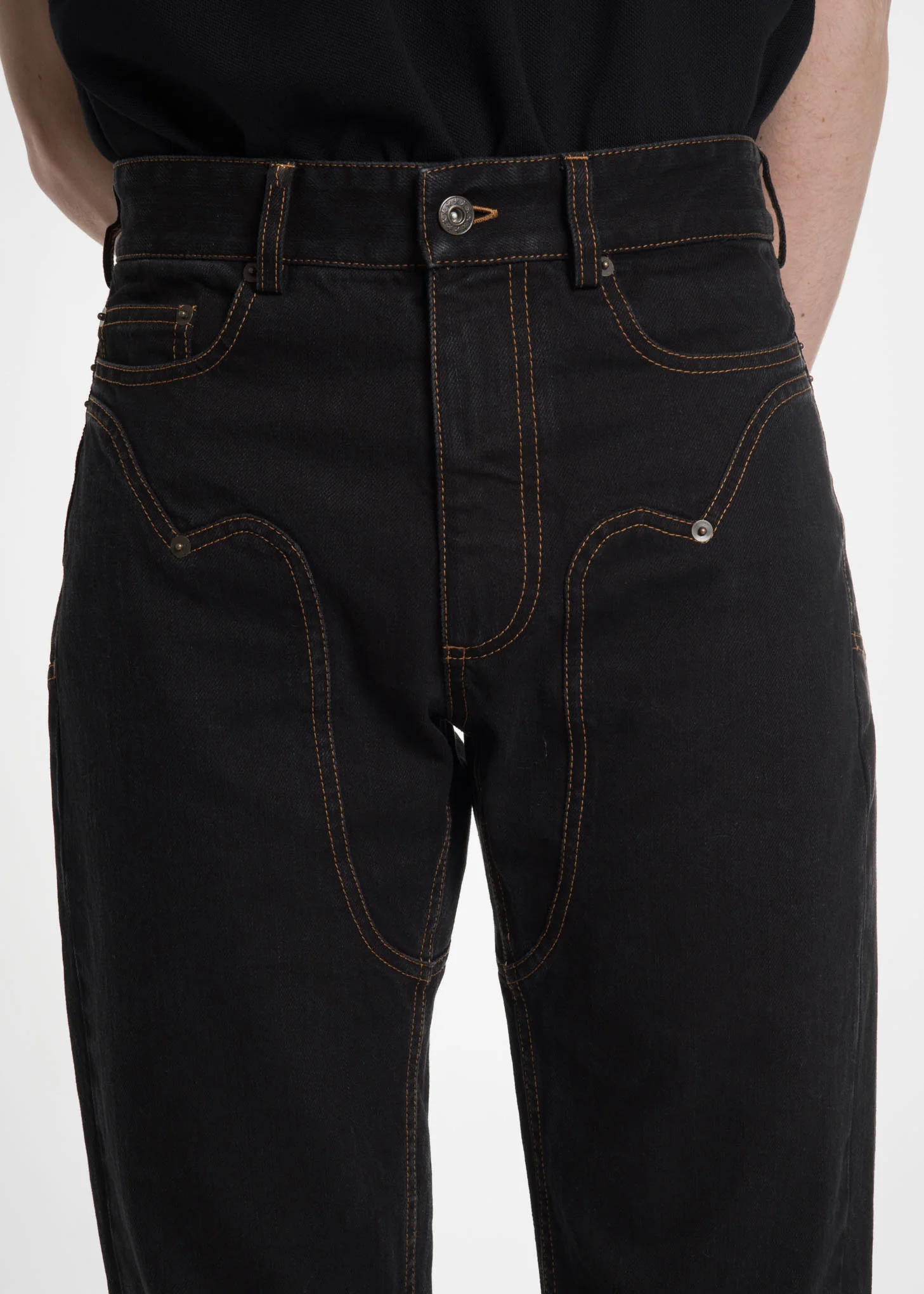 Black Stonewash Western Jeans - Image 3