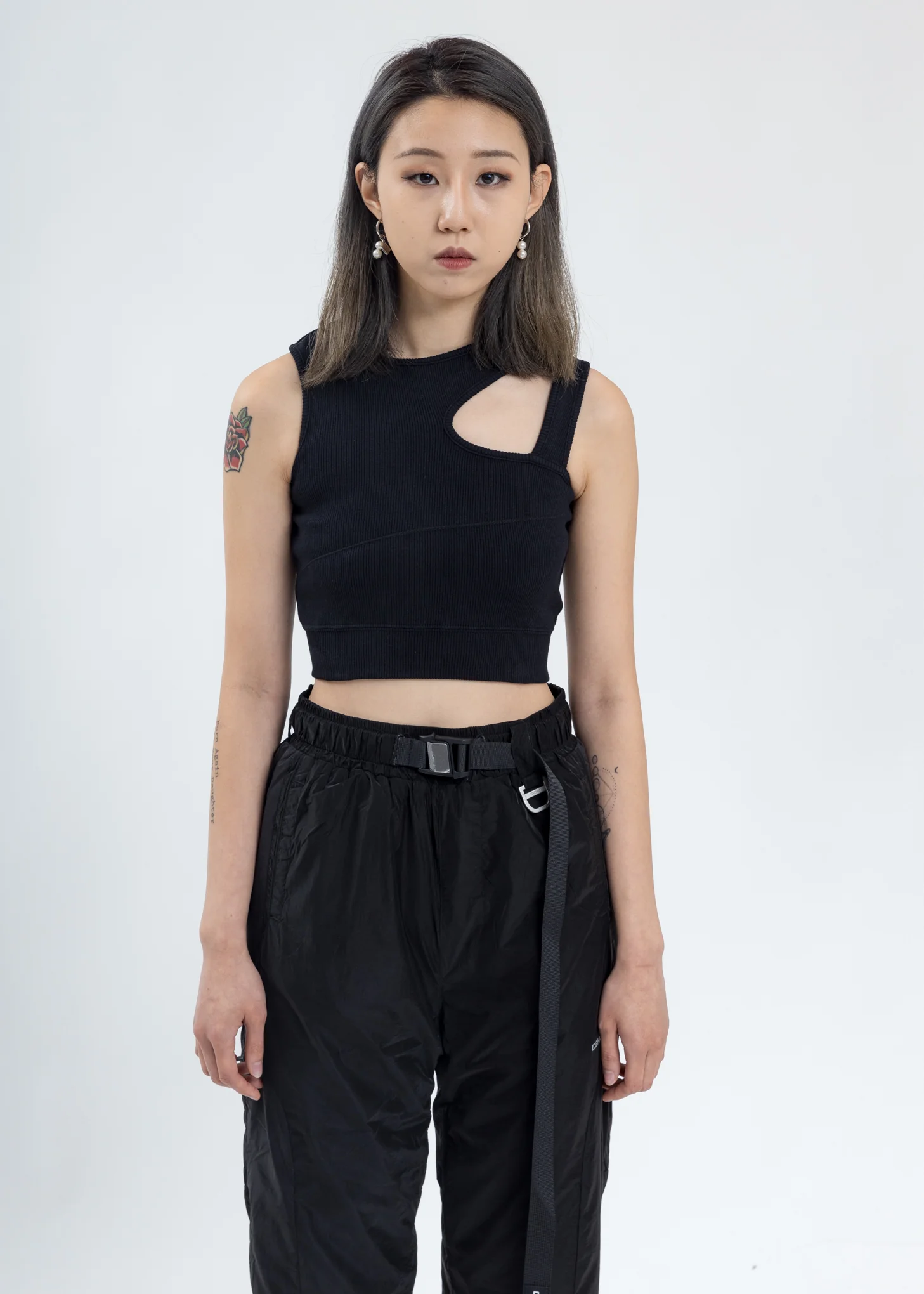Black Streamline Cut Sports Bra