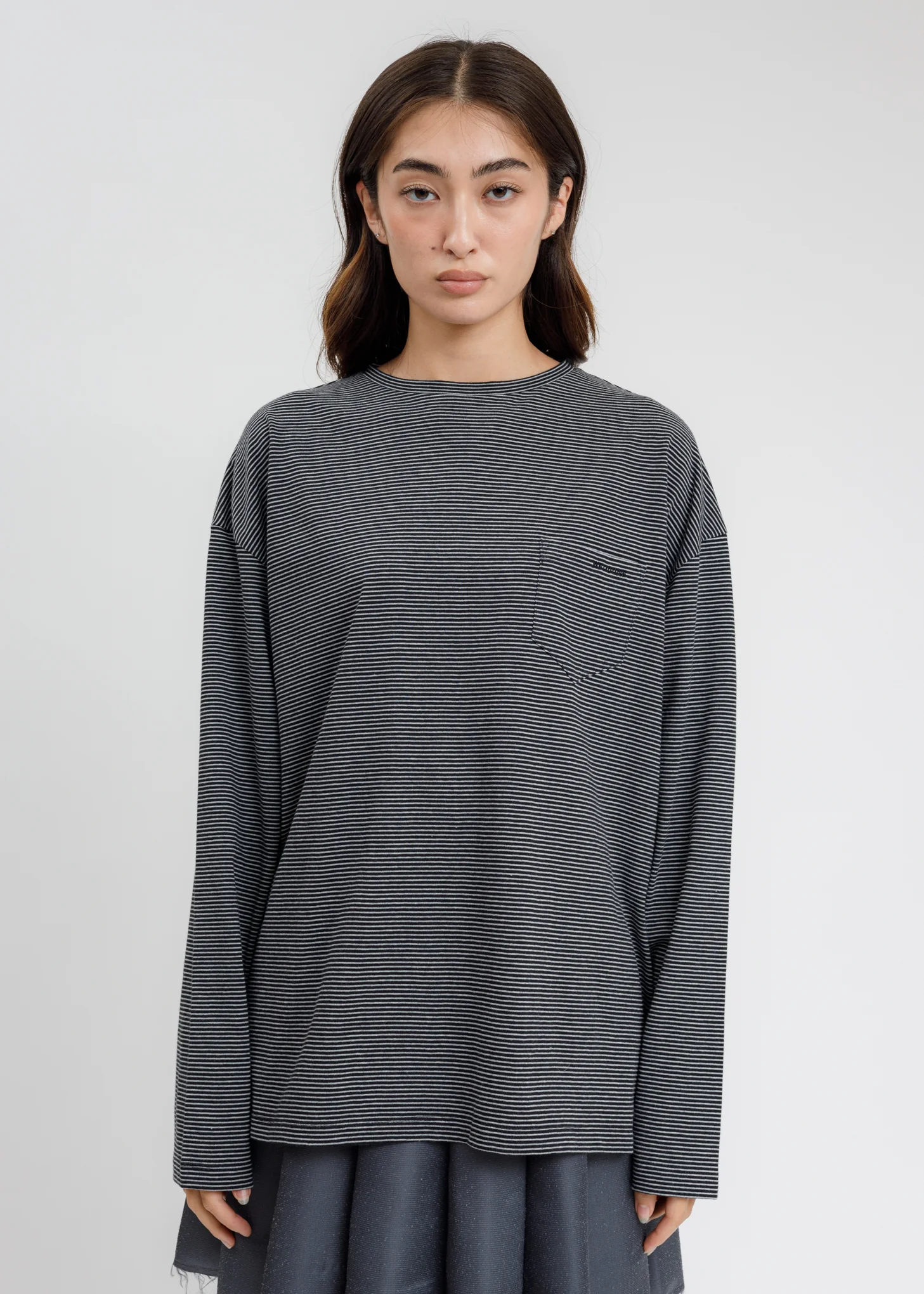 Black Striped Round Tee