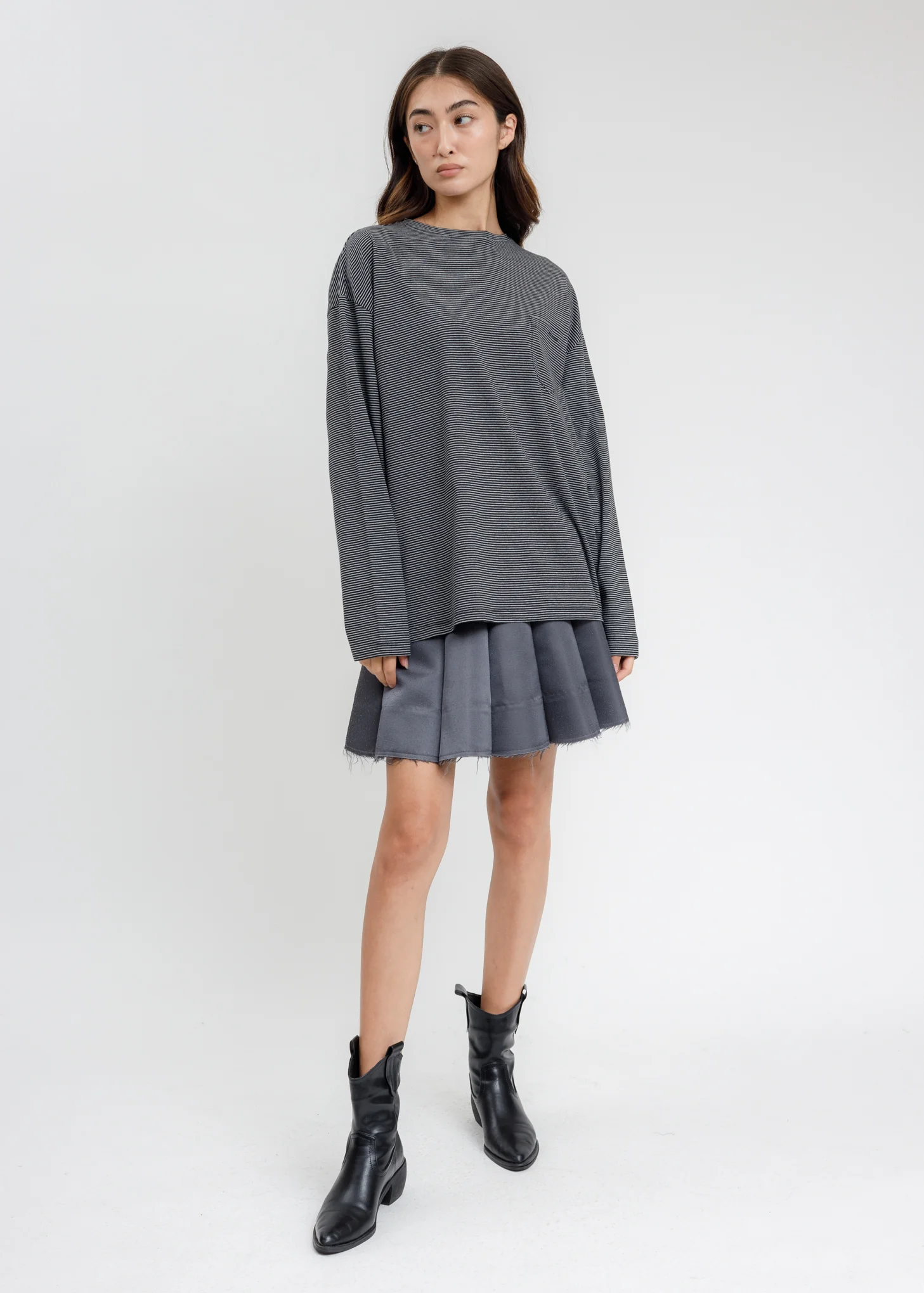 Black Striped Round Tee - Image 5