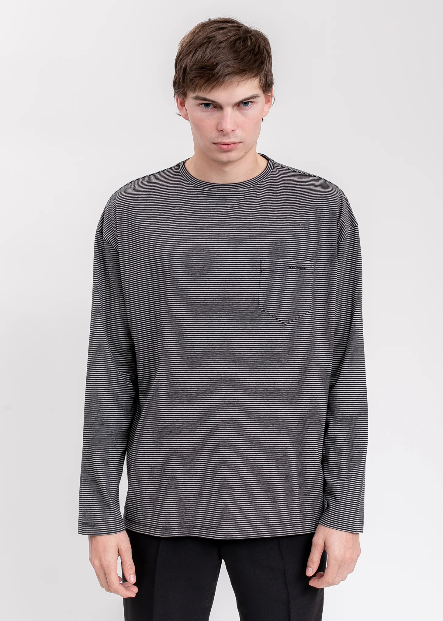 Black Striped Round Tee
