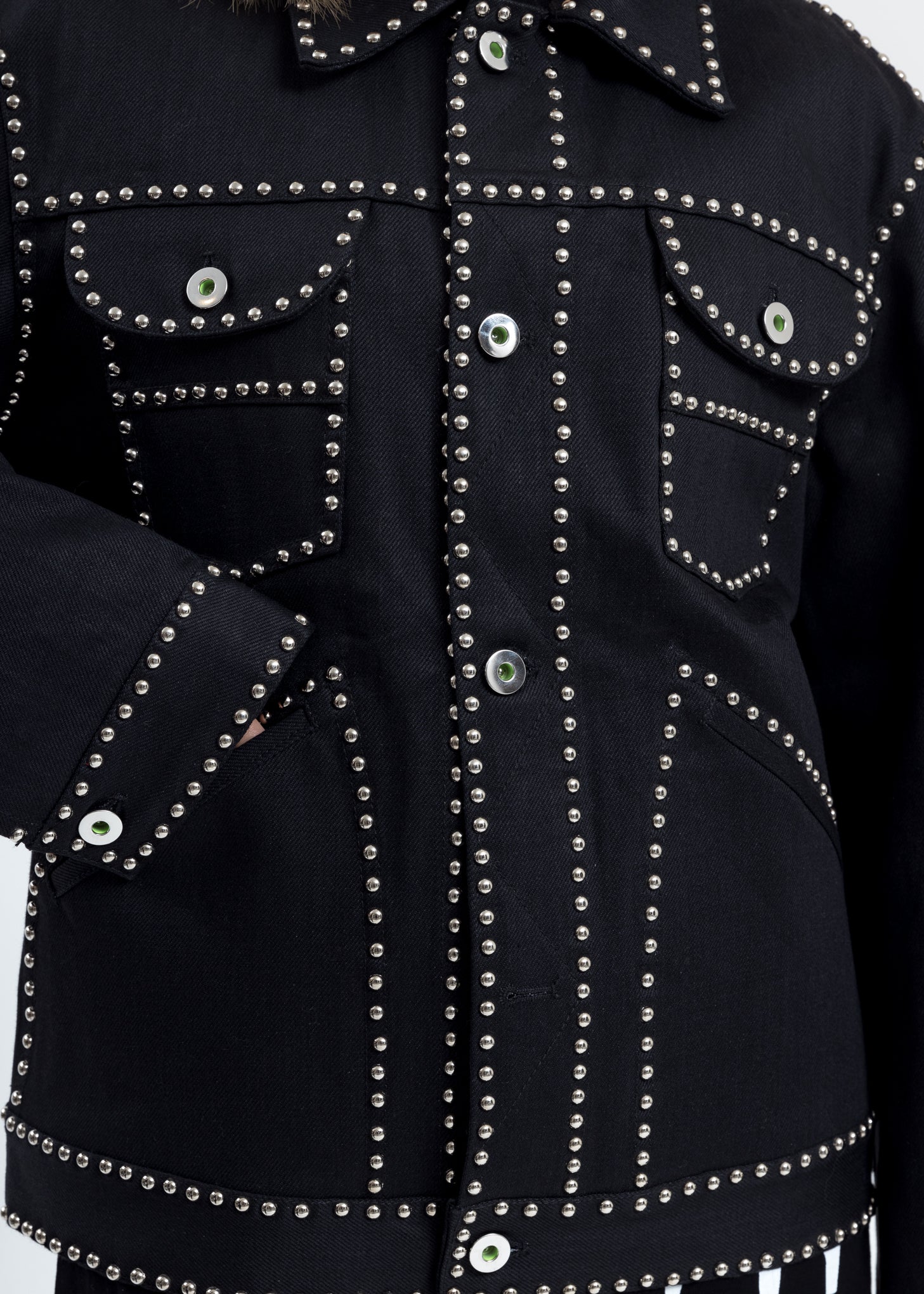 Black Studded Denim Jacket - Image 6
