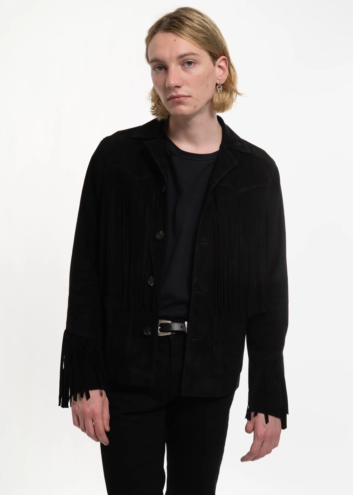 Black Suede Hendrix Fringe Jacket - Image 2