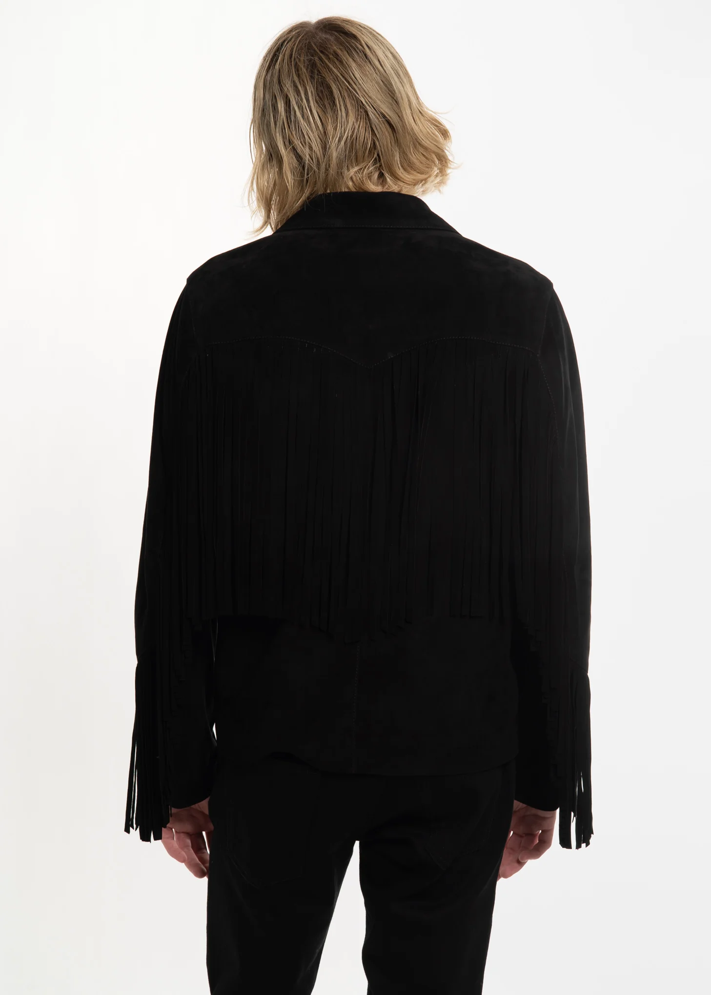 Black Suede Hendrix Fringe Jacket - Image 3