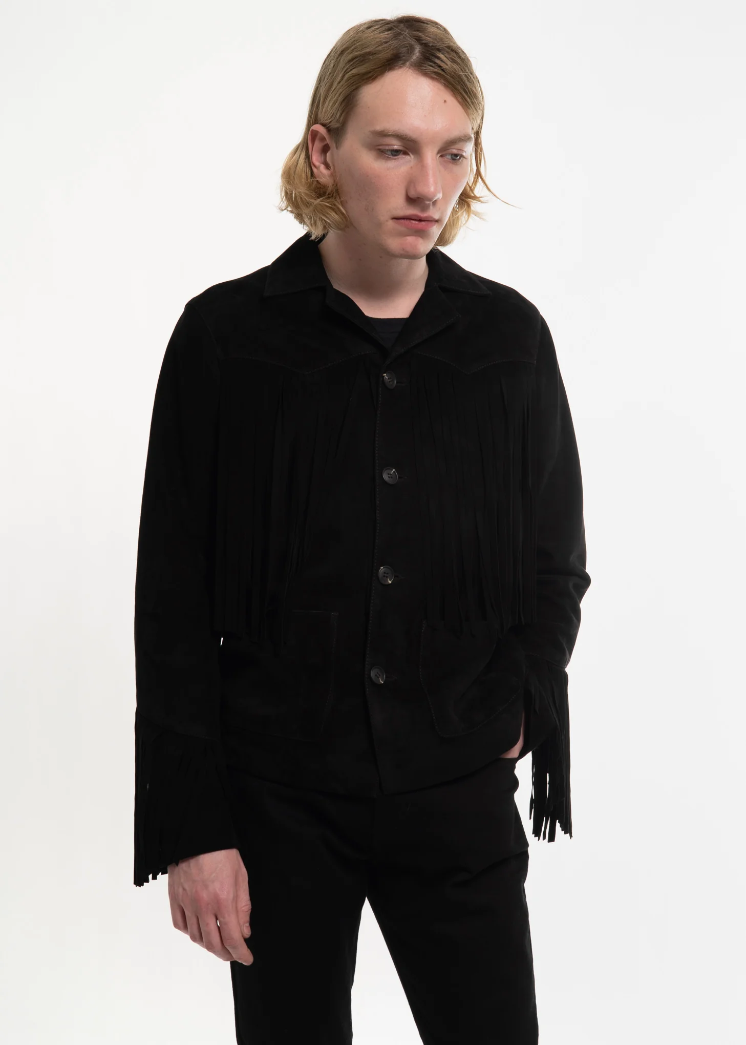 Black Suede Hendrix Fringe Jacket - Image 4
