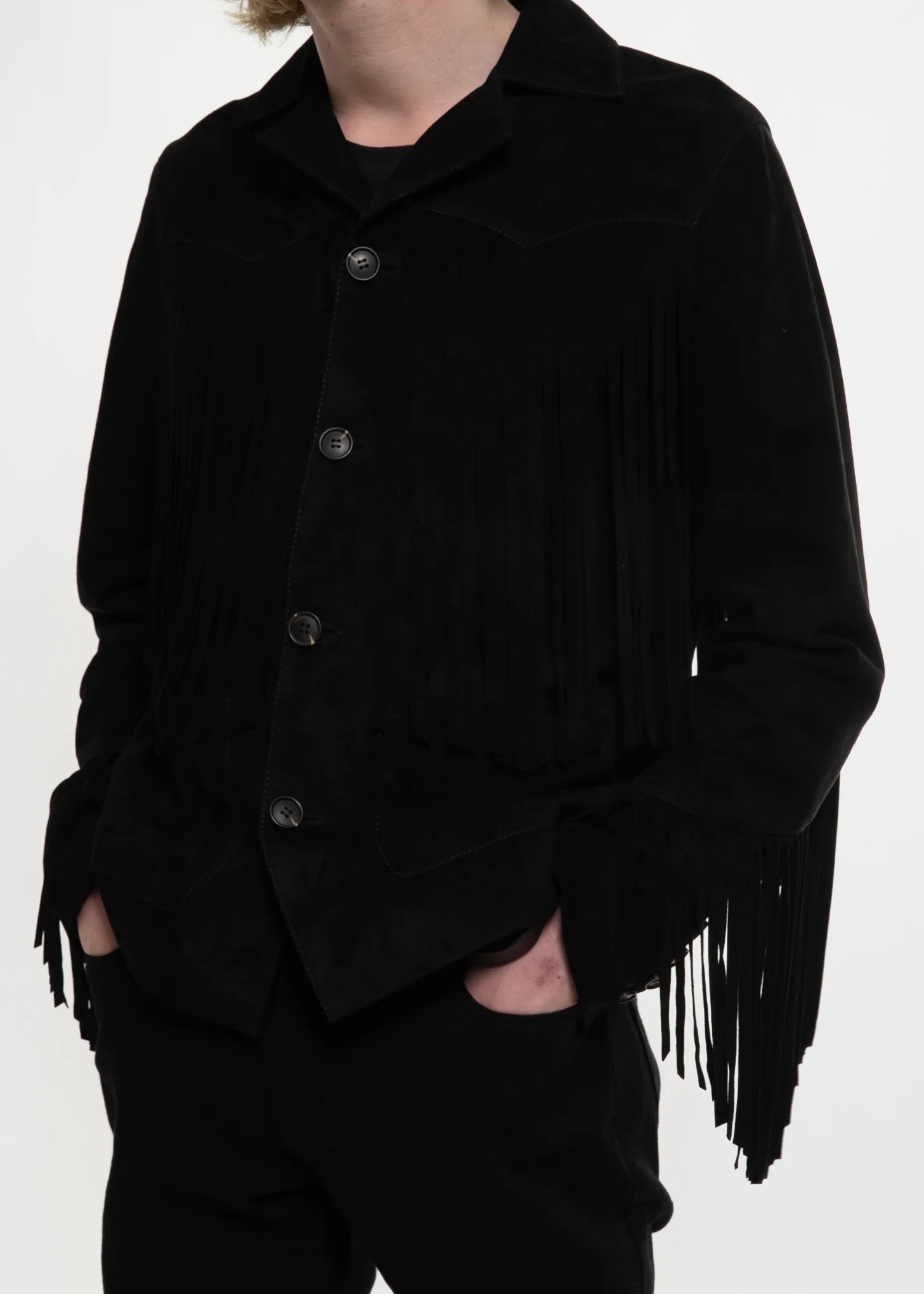 Black Suede Hendrix Fringe Jacket - Image 5