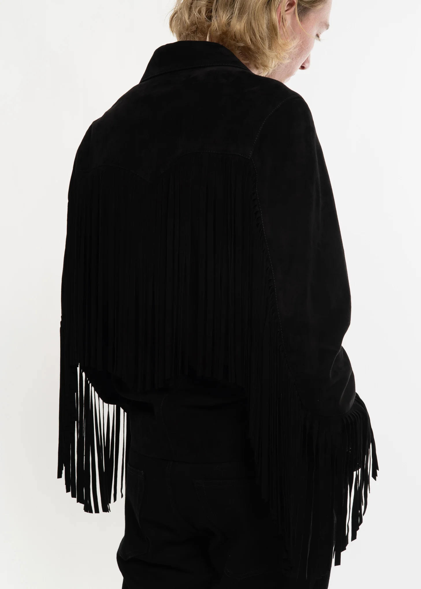 Black Suede Hendrix Fringe Jacket - Image 6