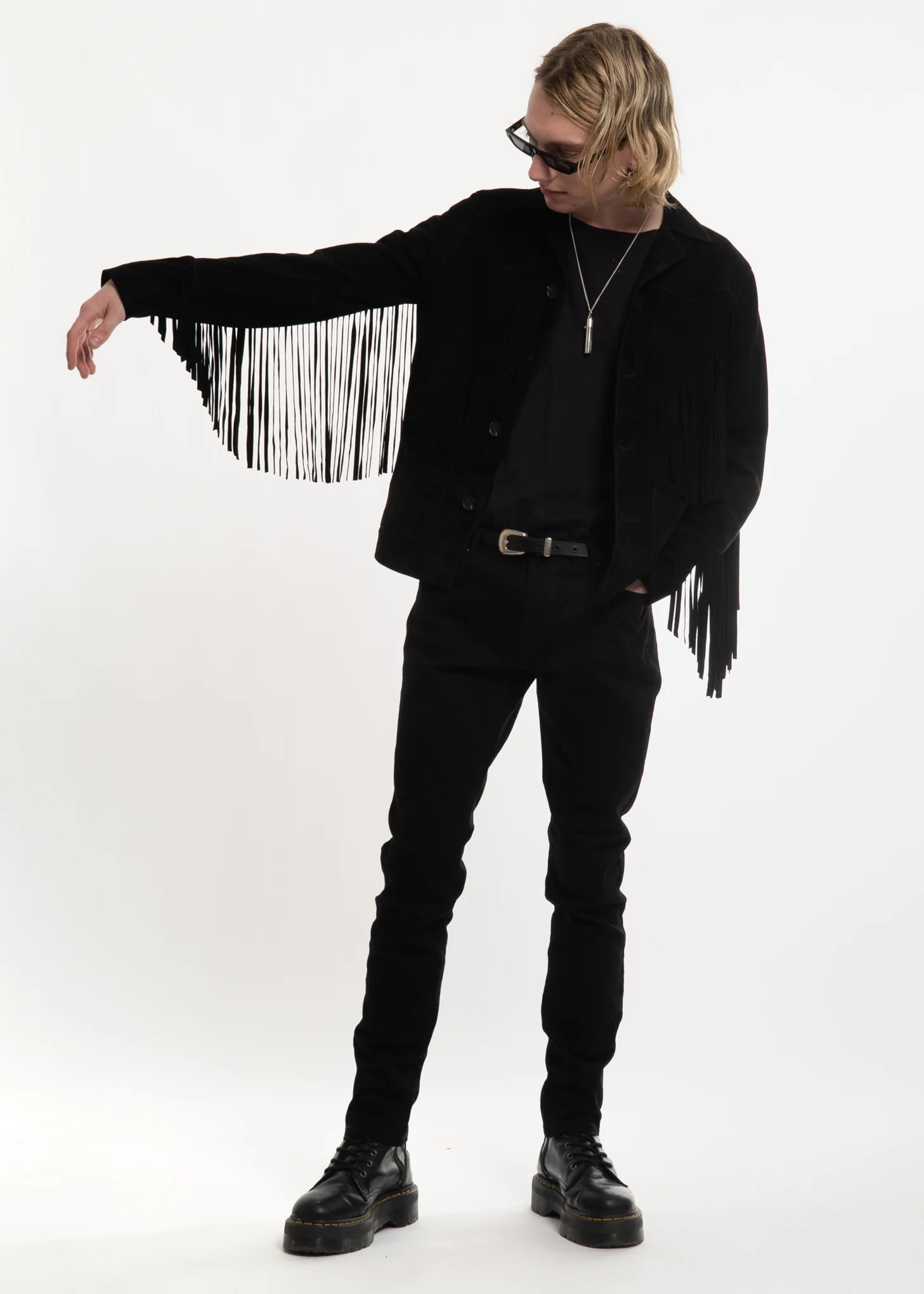 Black Suede Hendrix Fringe Jacket - Image 7