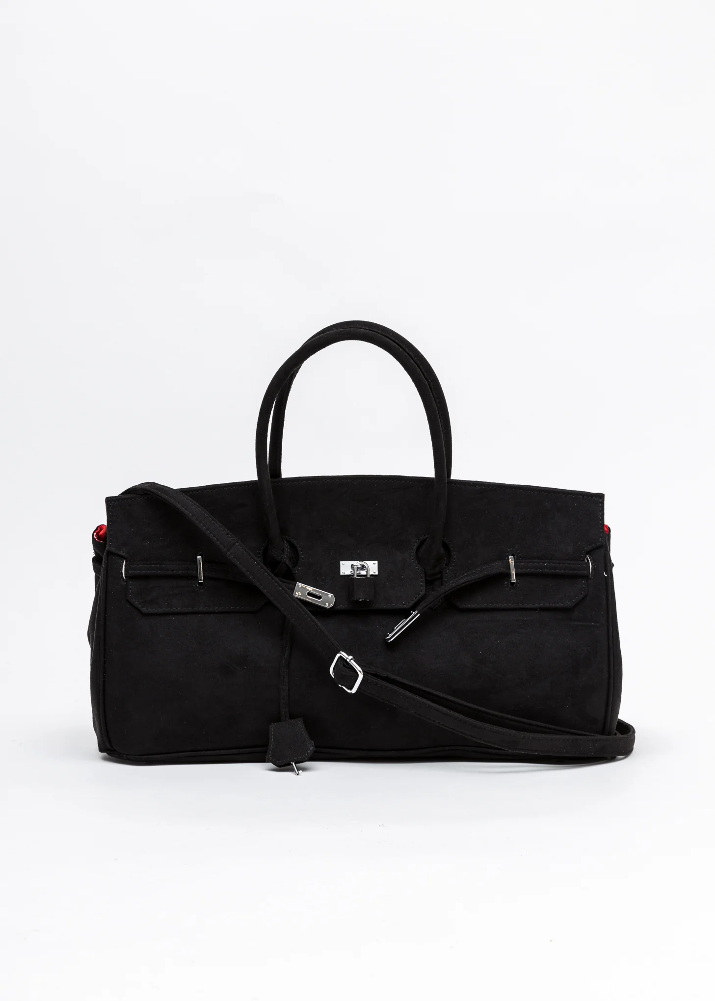 Black Suede Leather Bandana Bag