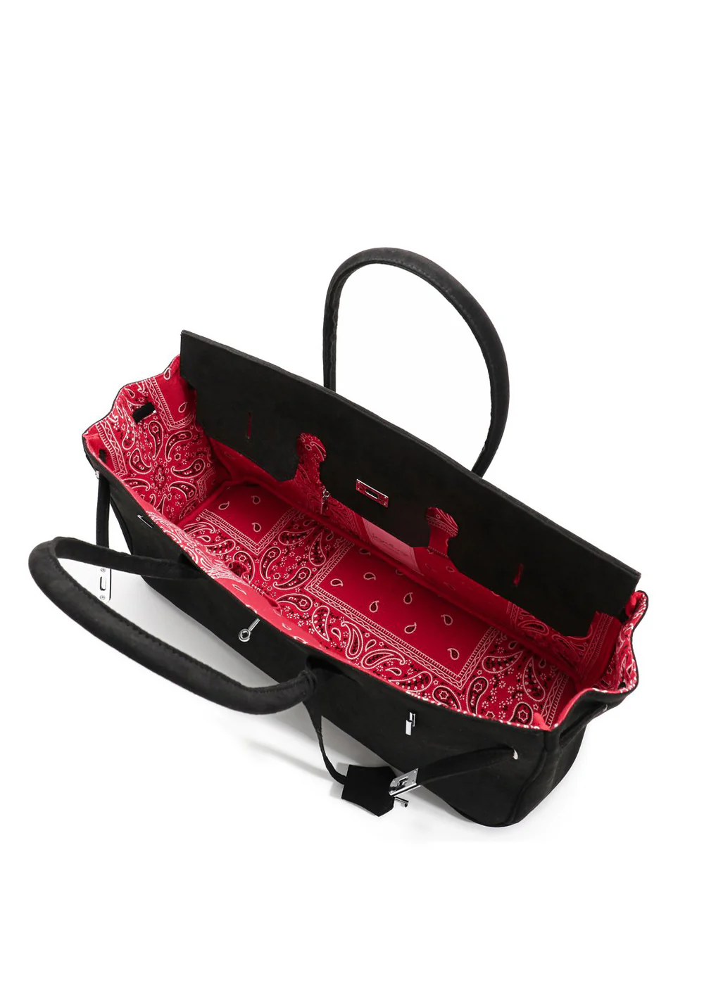 Black Suede Leather Bandana Bag - Image 3