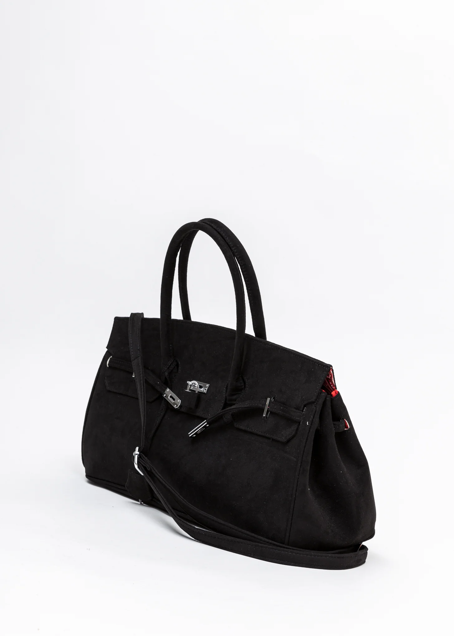 Black Suede Leather Bandana Bag - Image 5