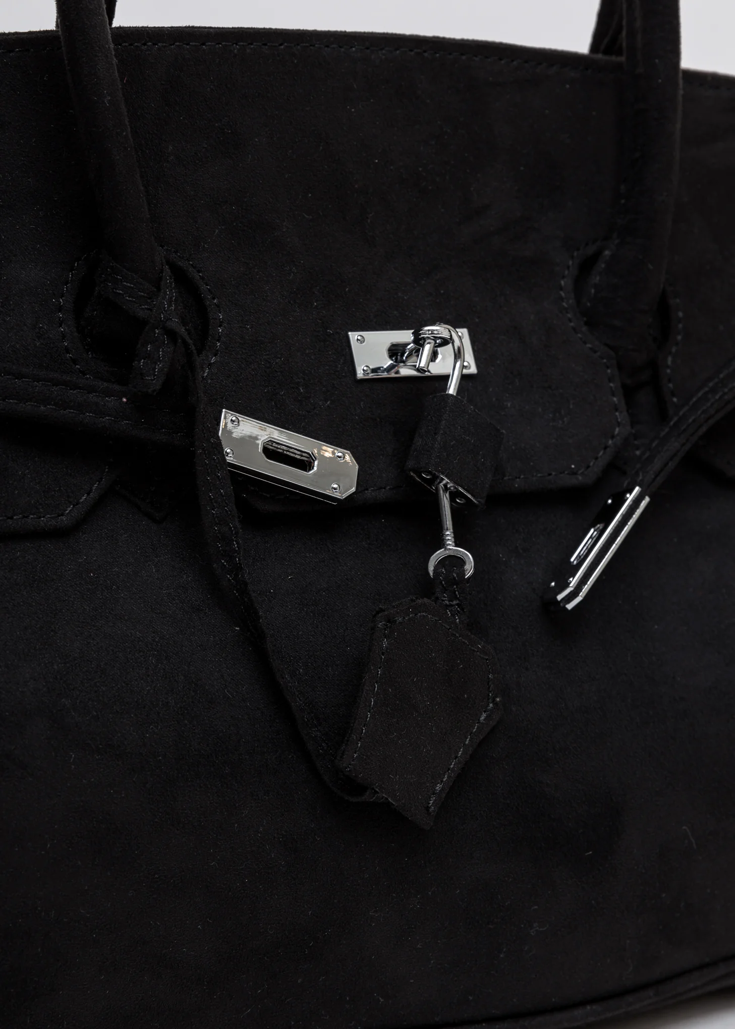 Black Suede Leather Bandana Bag - Image 9