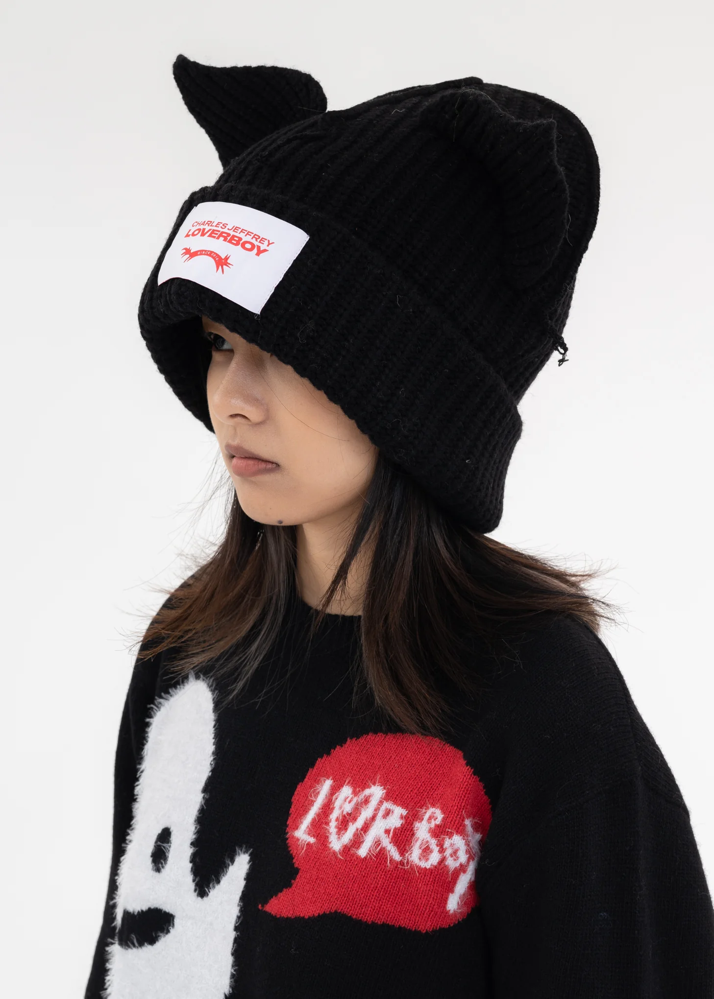 Black SUPERSIZED CHUNKY EARS BEANIE - Image 5