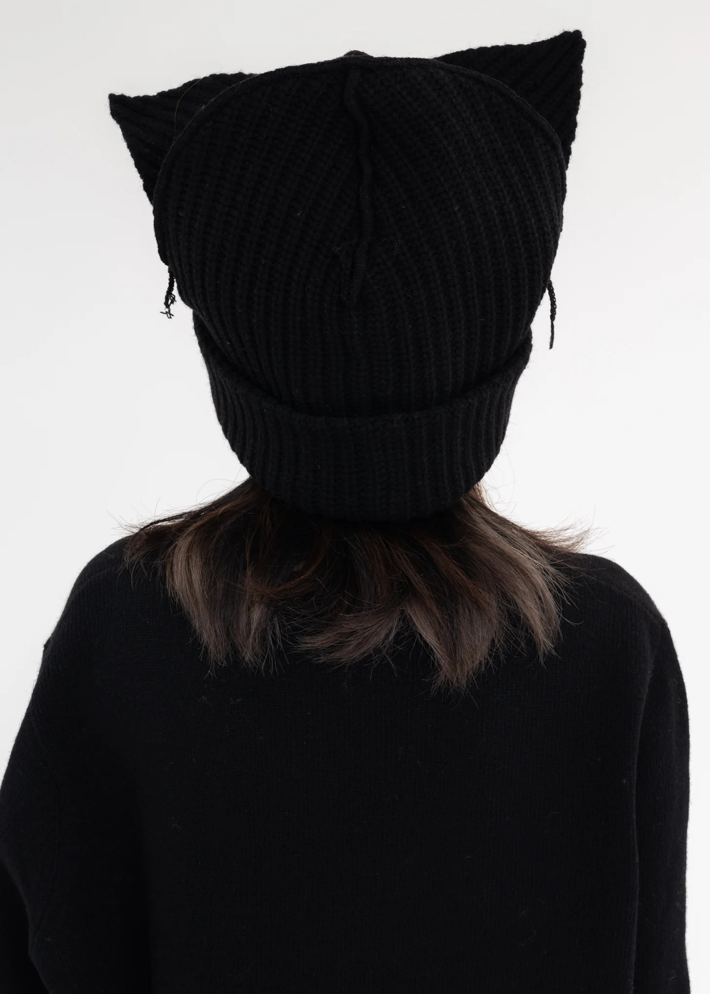 Black SUPERSIZED CHUNKY EARS BEANIE - Image 6