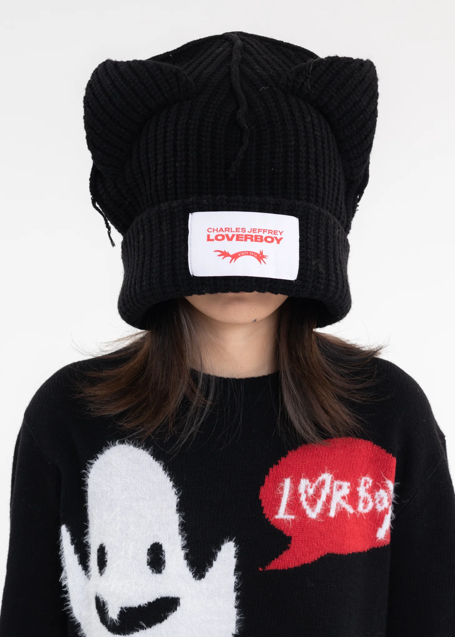 Black SUPERSIZED CHUNKY EARS BEANIE - Image 8
