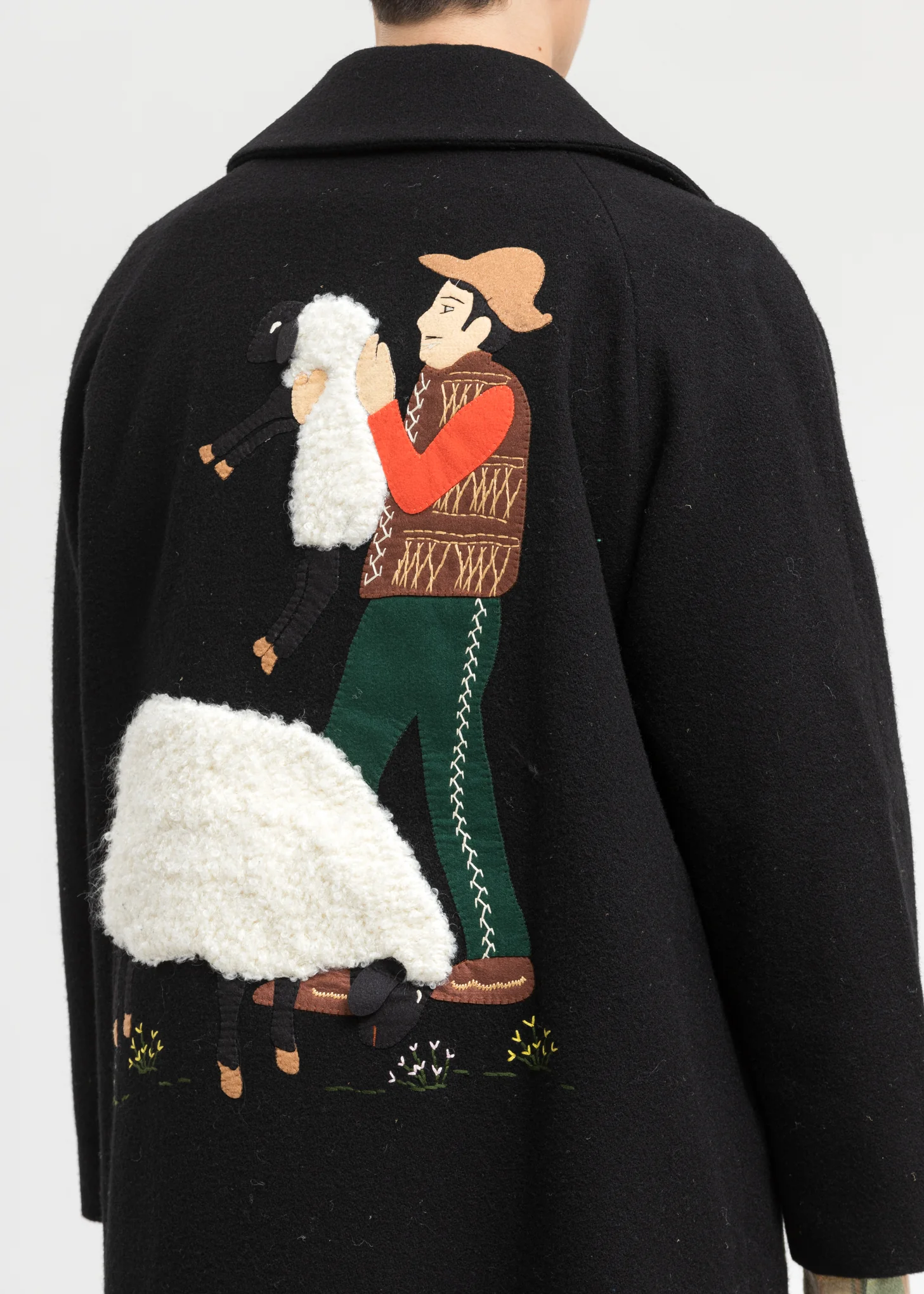 Black Surfork Wool Embroidery Coat - Image 2