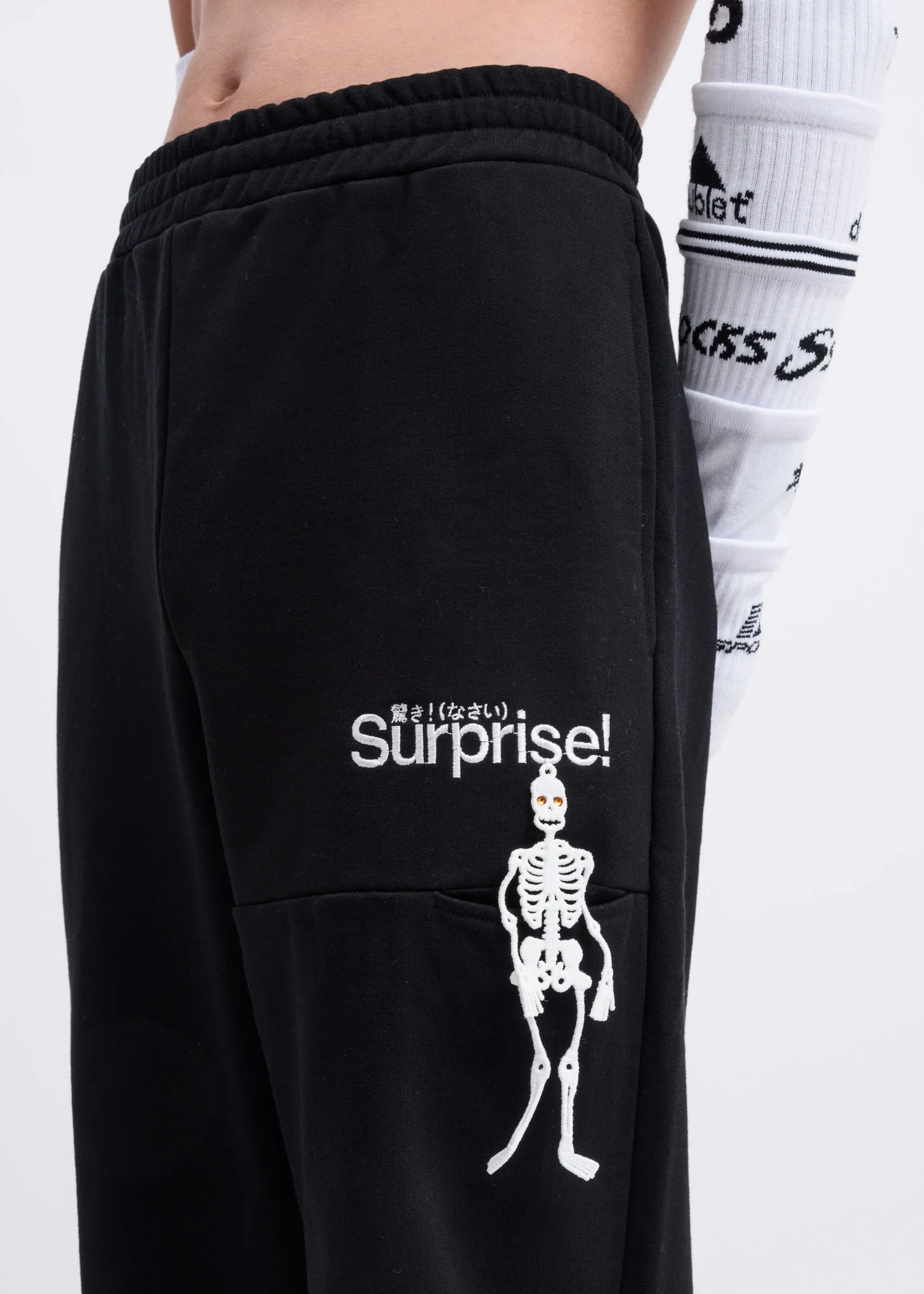 Black “Surprise” Embroidery Sweatpants